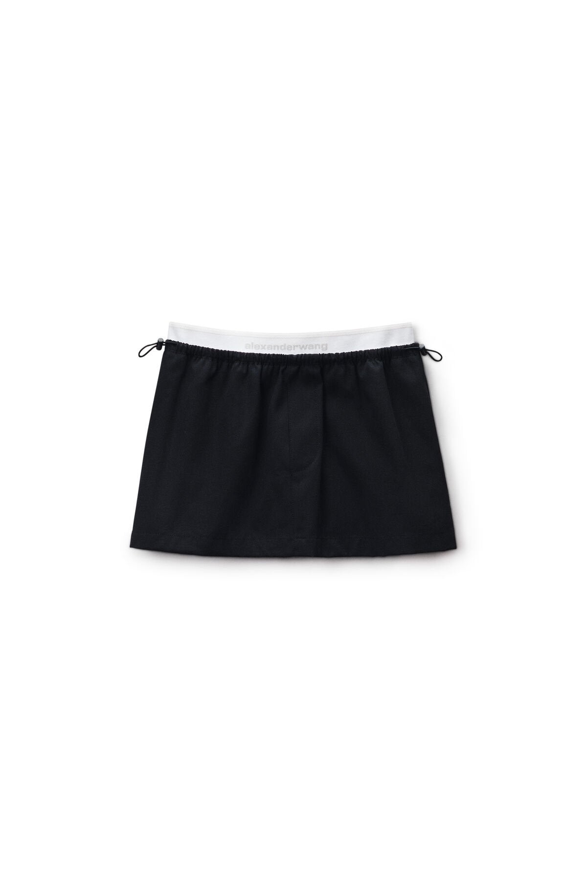 Alexander Wang Mid Rise Mini Logo Elastic Skirt In Black