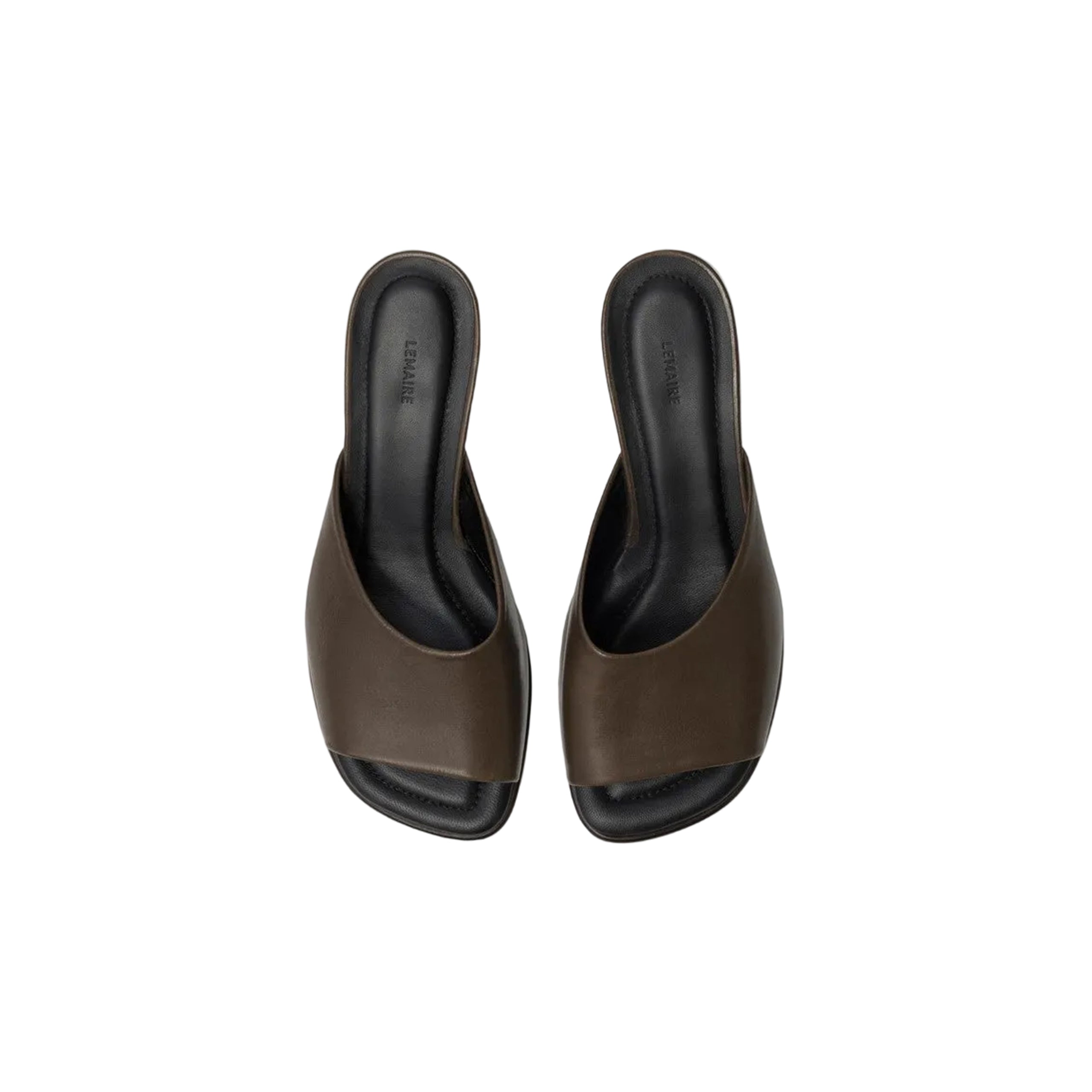 Lemaire Square Heeled Mules 55mm Dark Brown