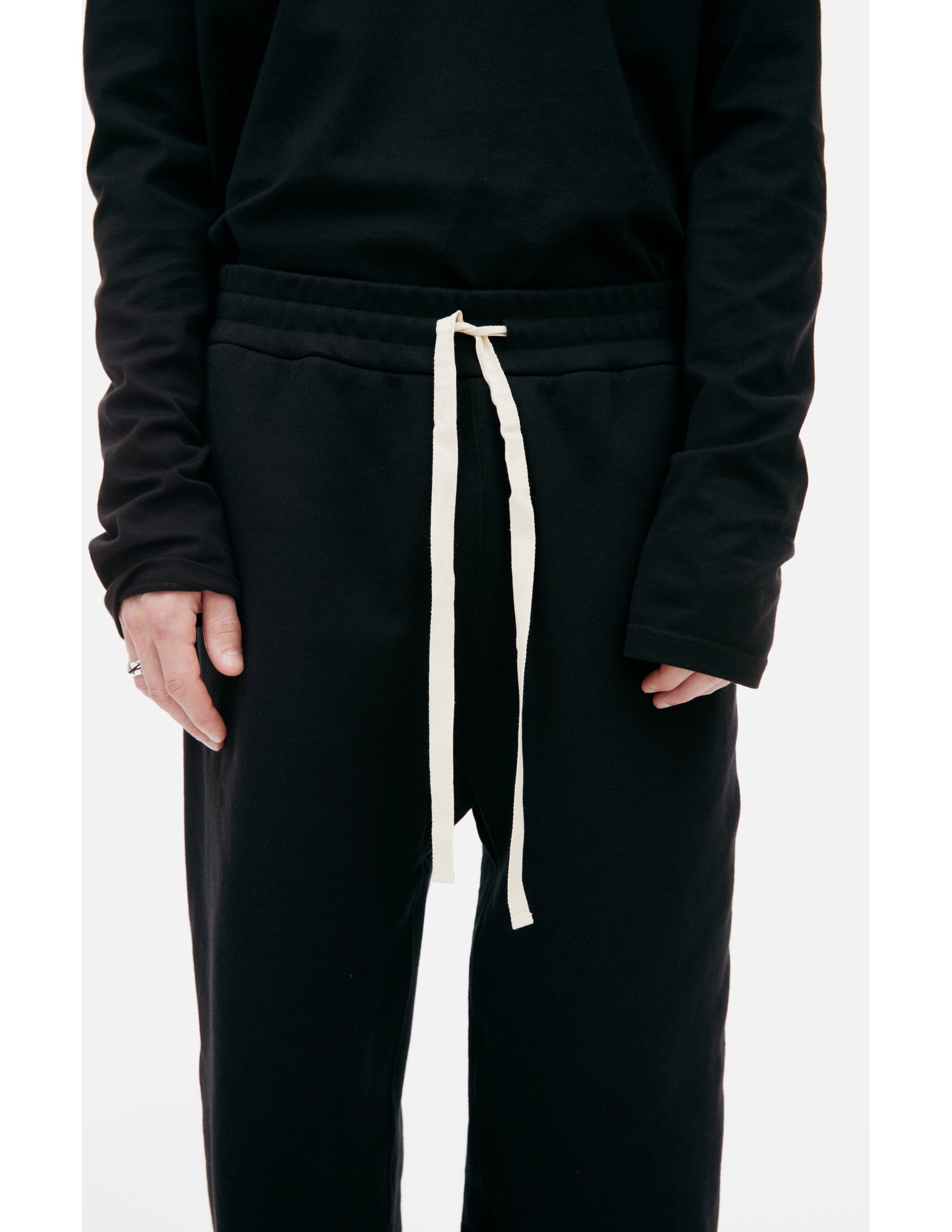 Shop Jil Sander Black Cotton Sweatpants