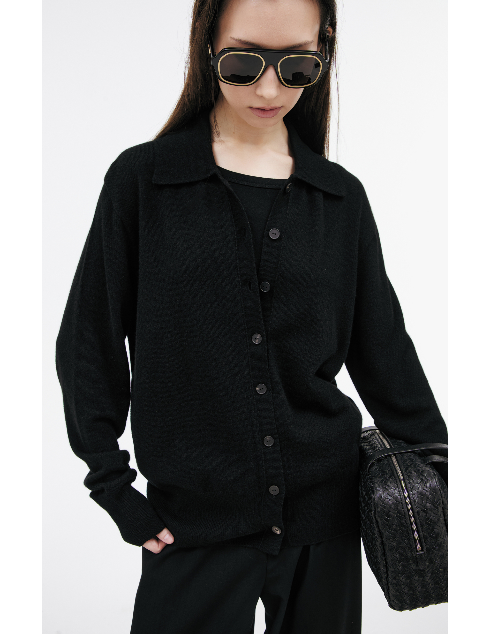 The Row Cashmere Button-down Cardigan In Black