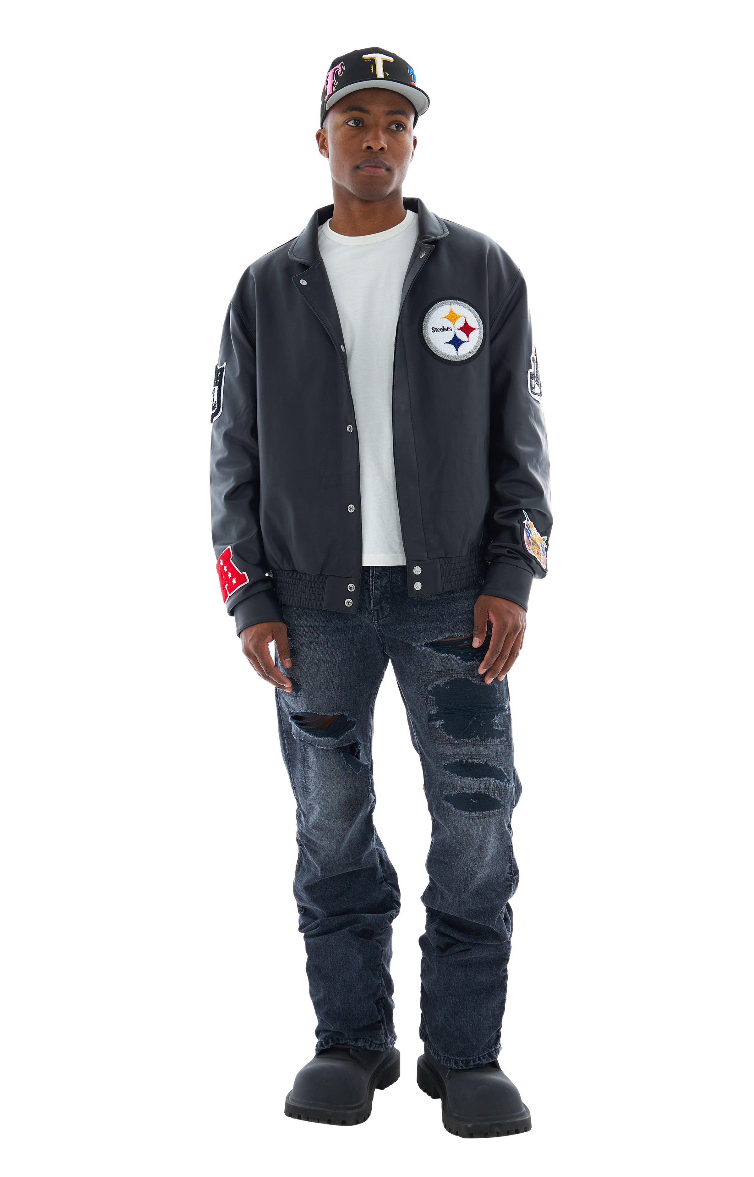 Jeff Hamilton Steelers Bomber Jacket In Black