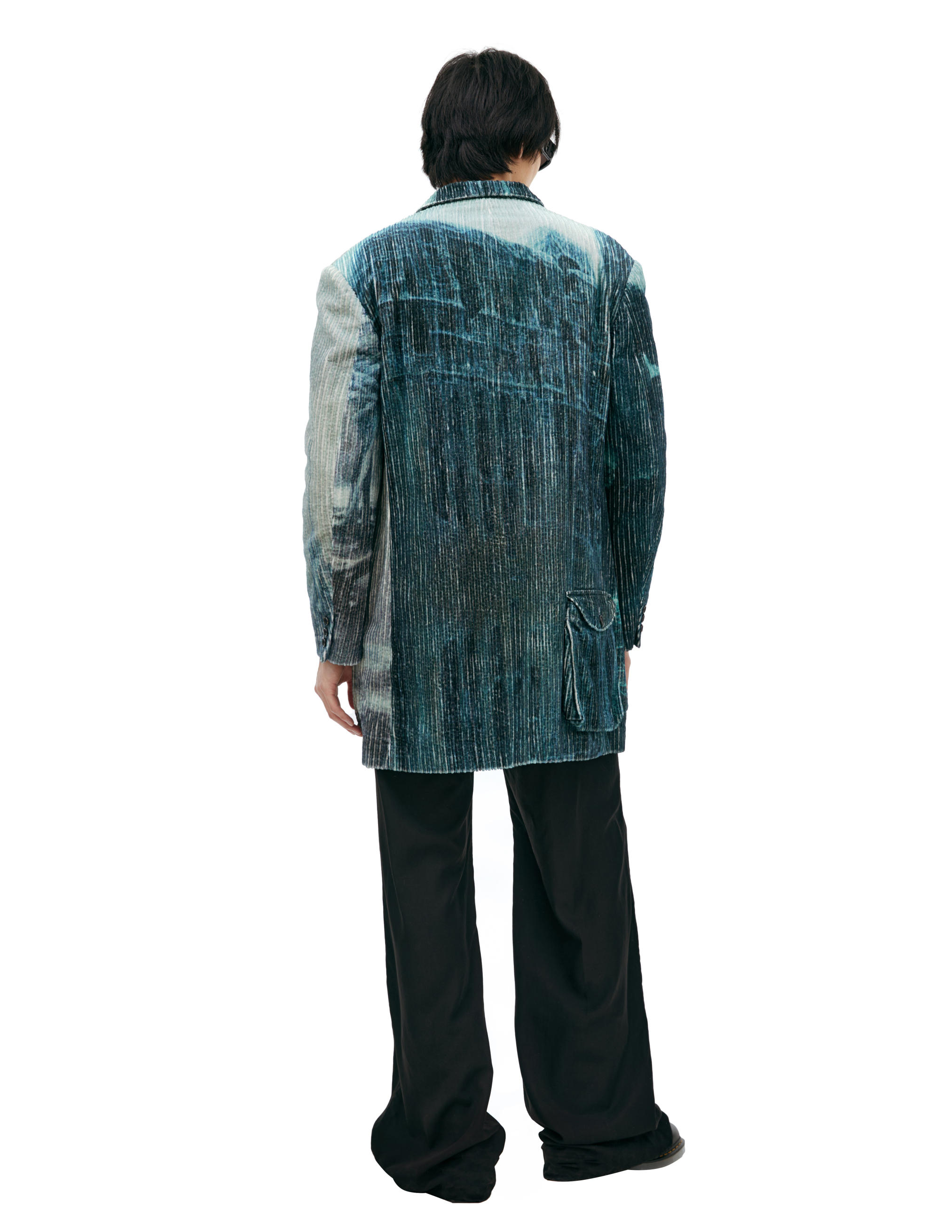 Yohji Yamamoto Monoprint Corduroy Blazer In Green