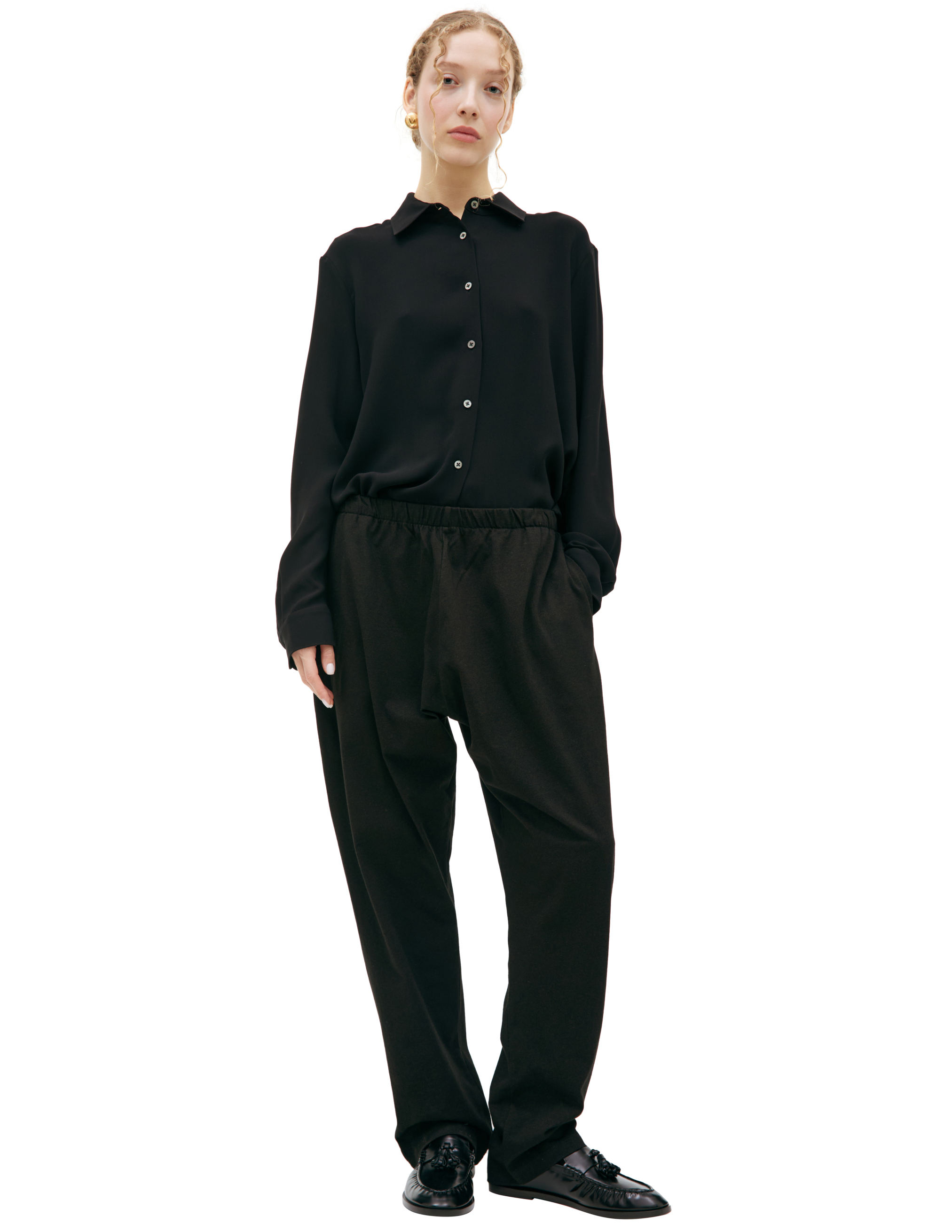The Row Basic Cotton Trousers In Black