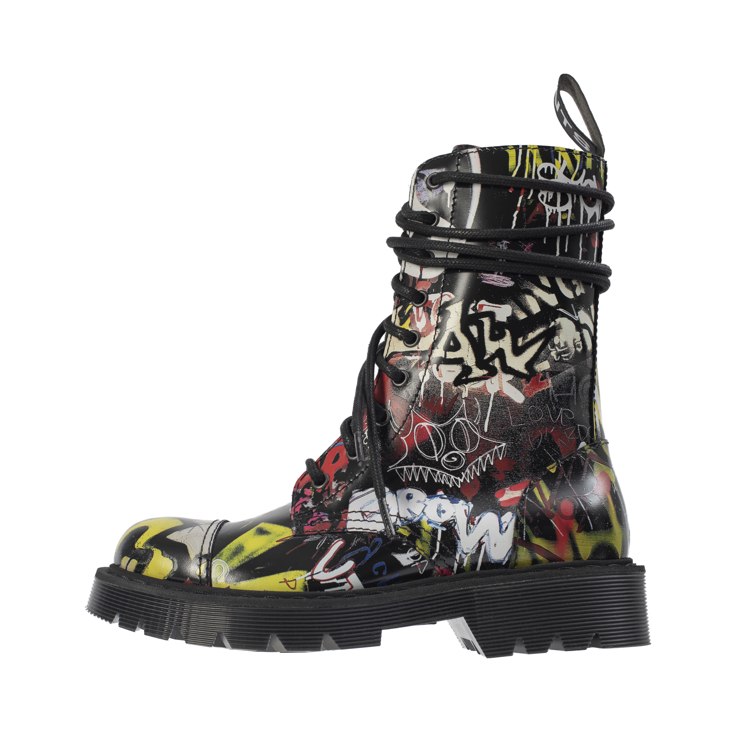 Graffiti lace-up boots