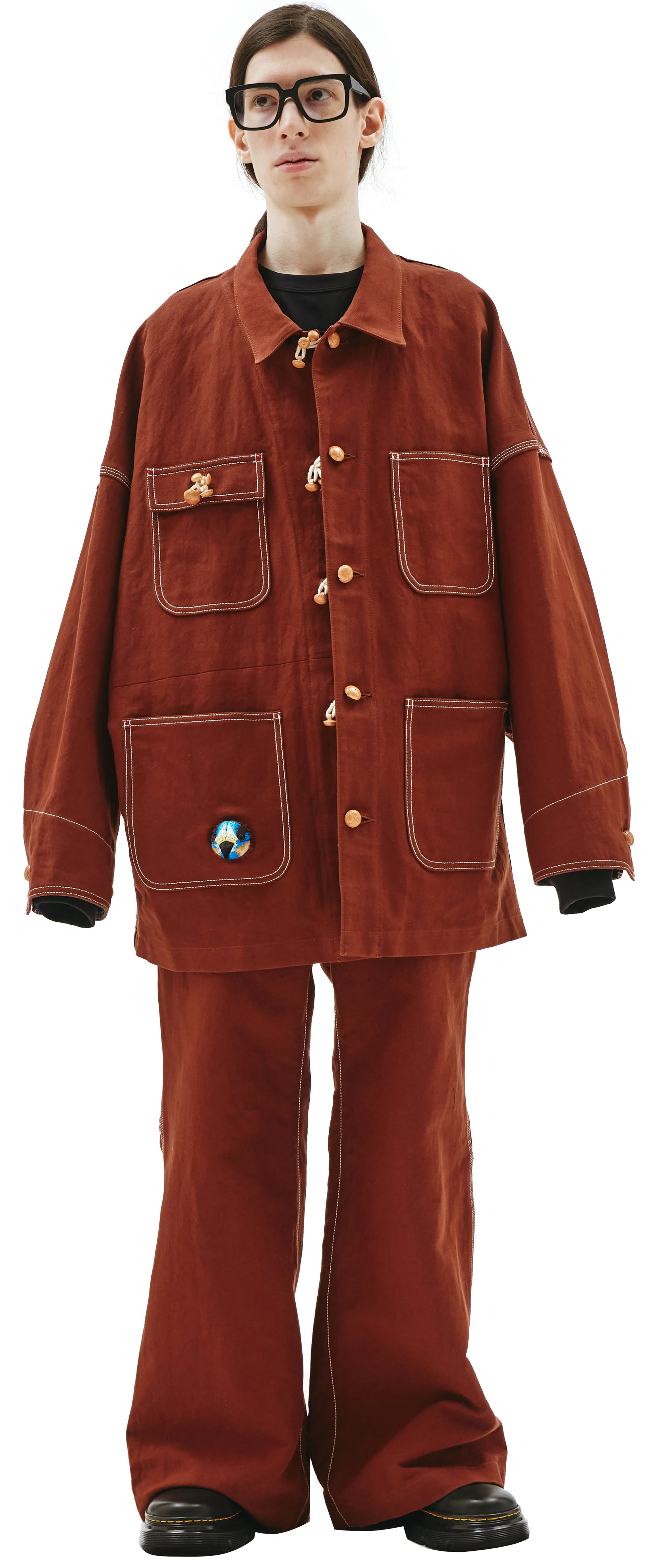 Buy Doublet men brown wood yarn painter jacket for $618 online on