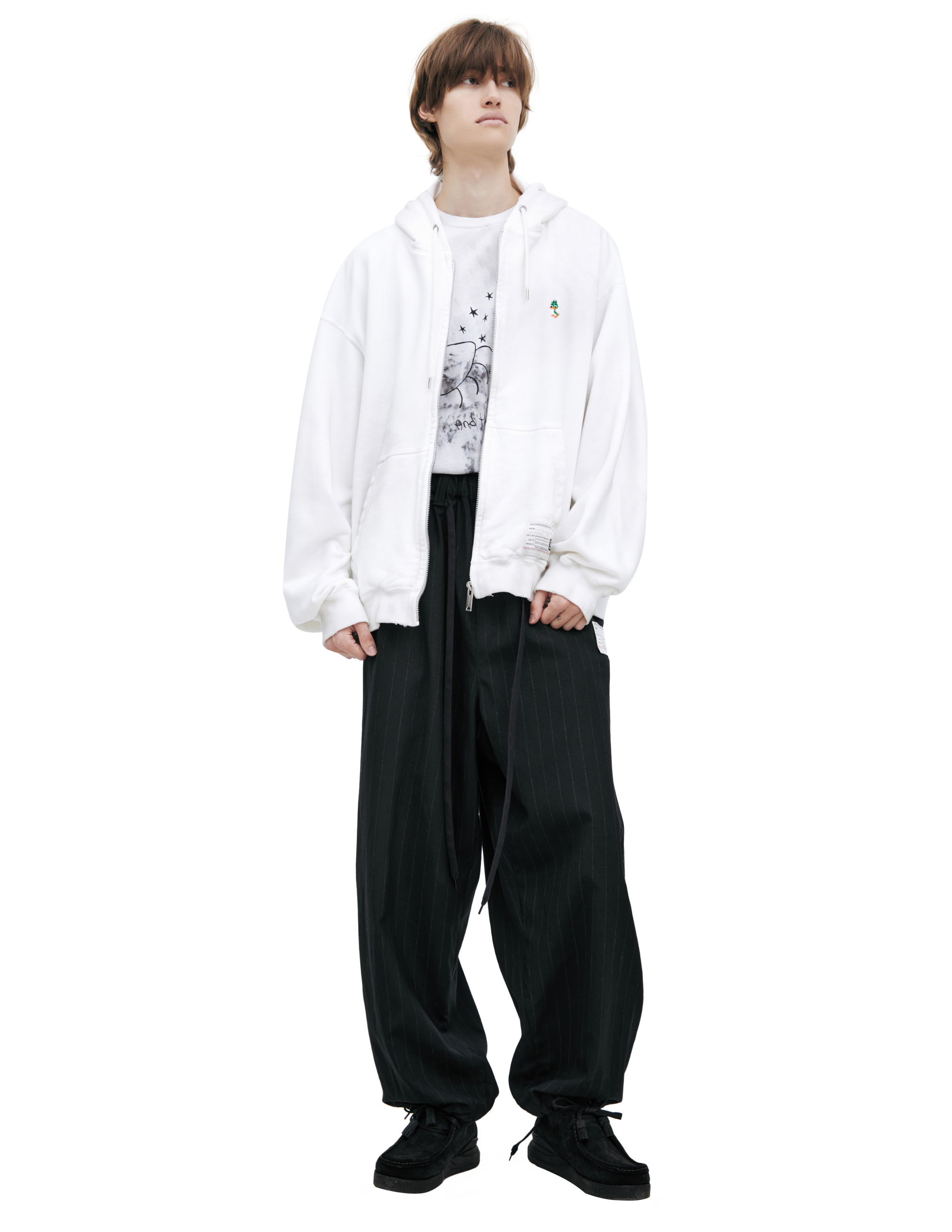Miharayasuhiro White Zippered Hoodie