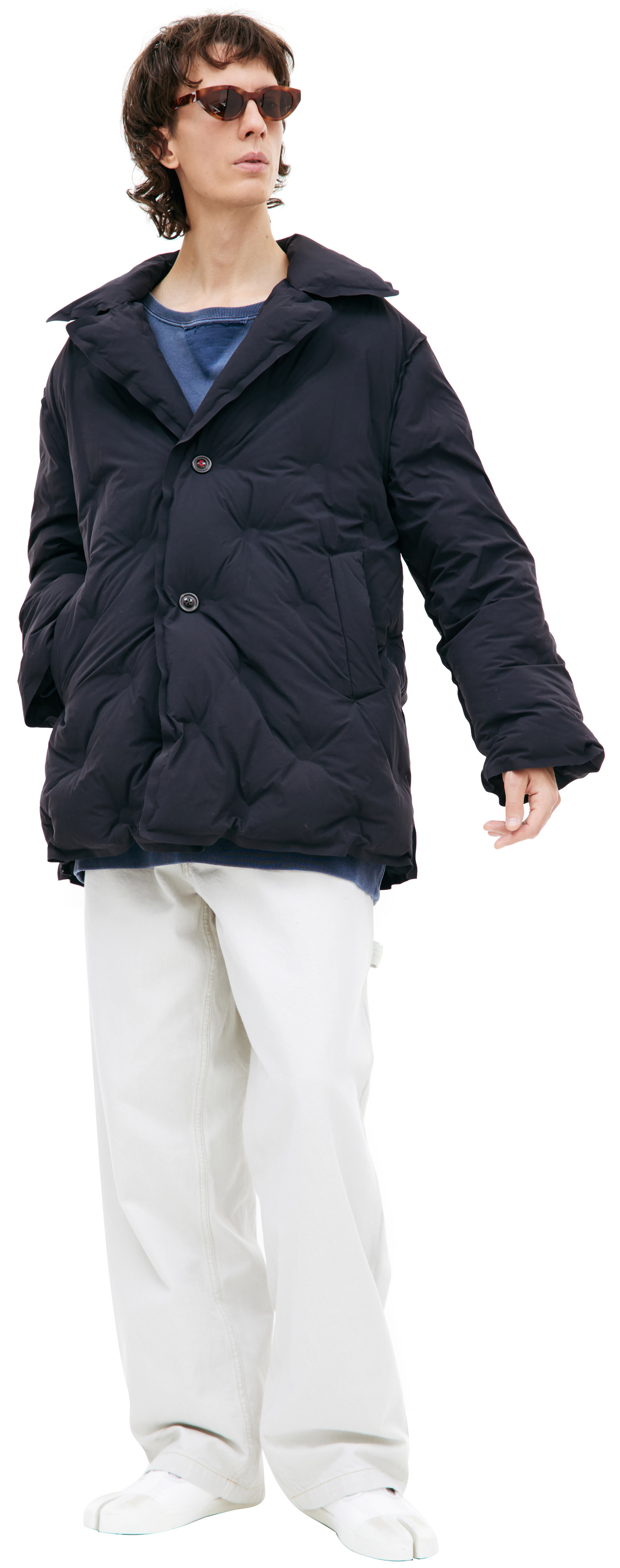 Buy Maison Margiela men navy blue glam slam quilted jacket