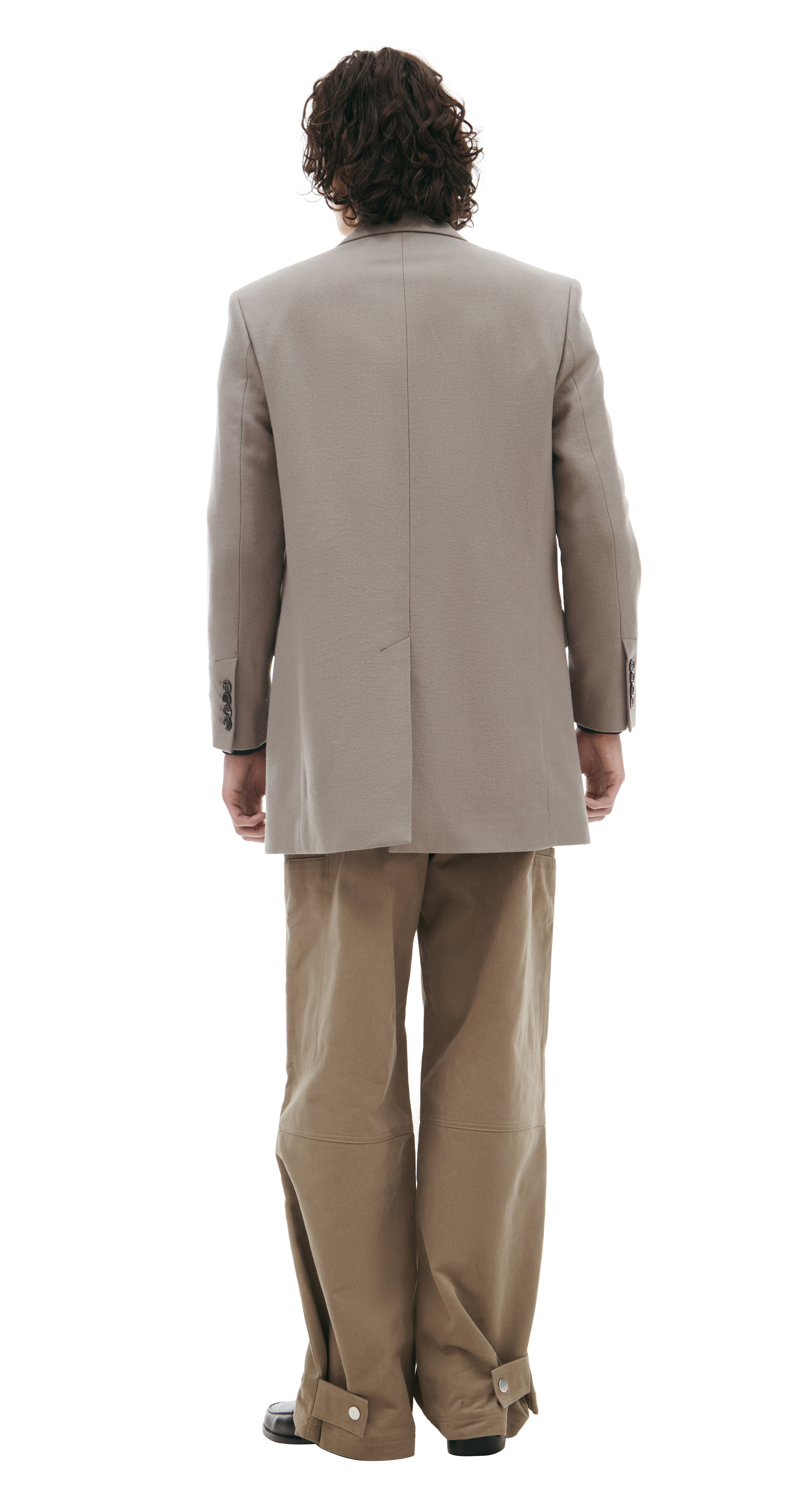 Buy AMI PARIS men beige single-breasted wool blazer for $545