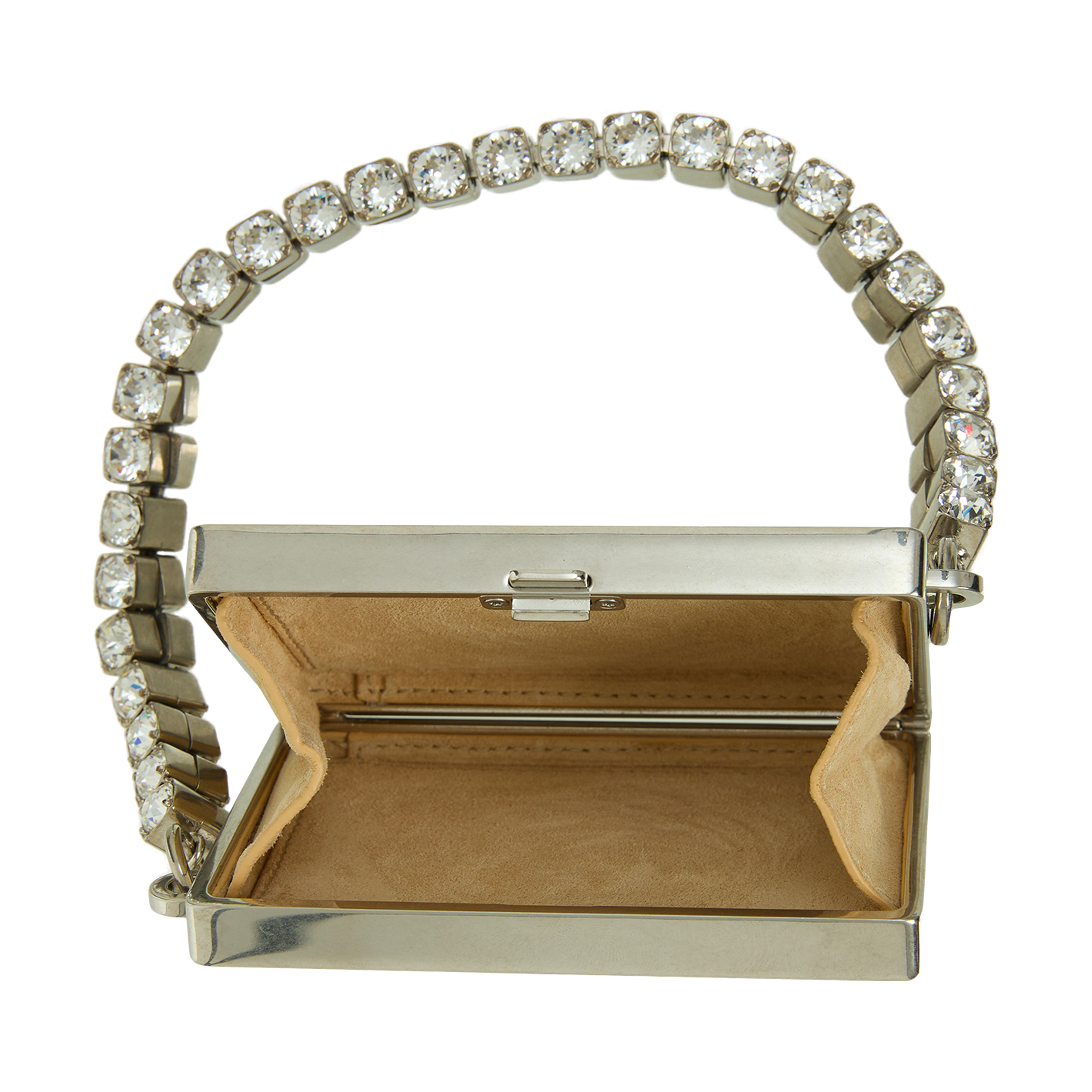 Jil Sander Mirror Clutch With Rhinestones In Silver