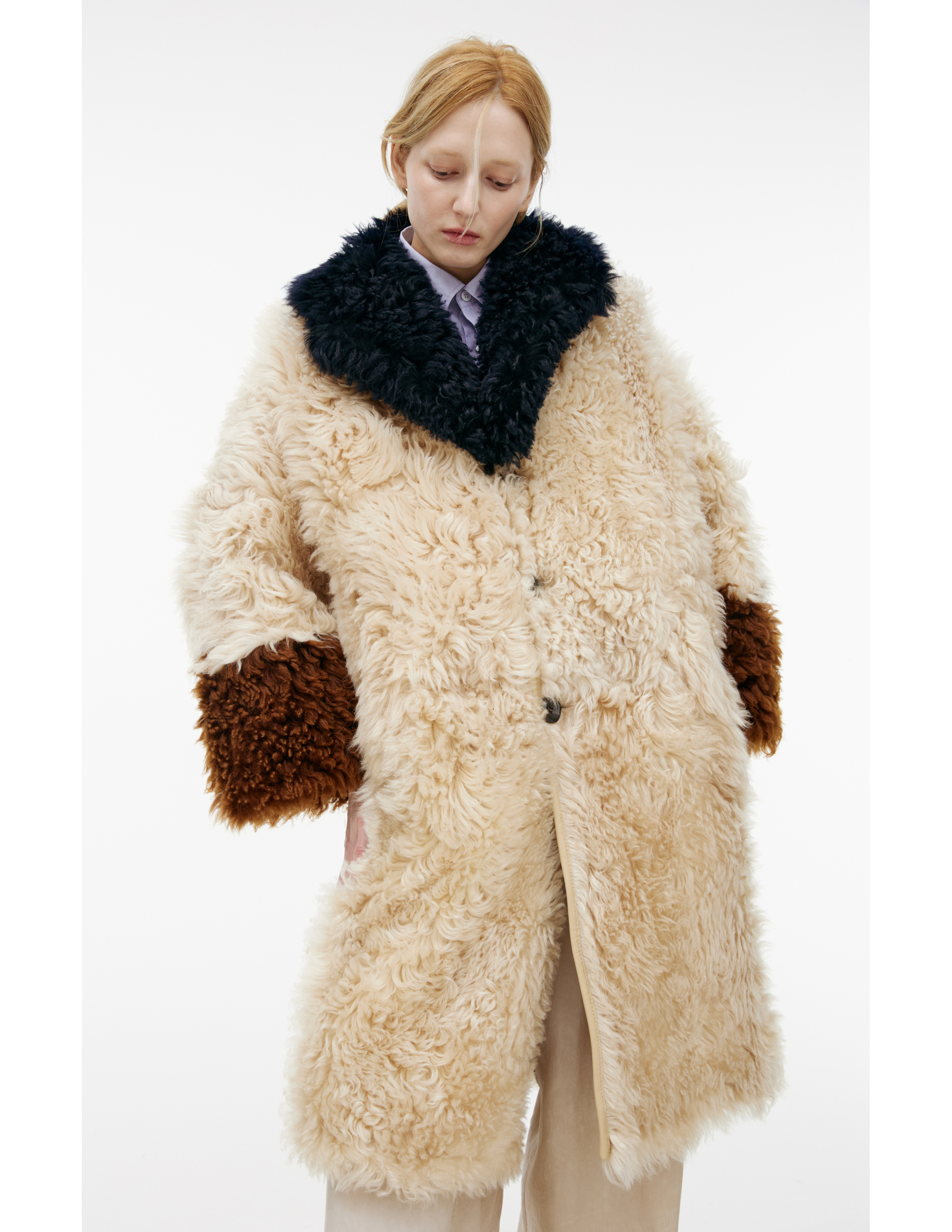 Marni Combination Coat In Beige