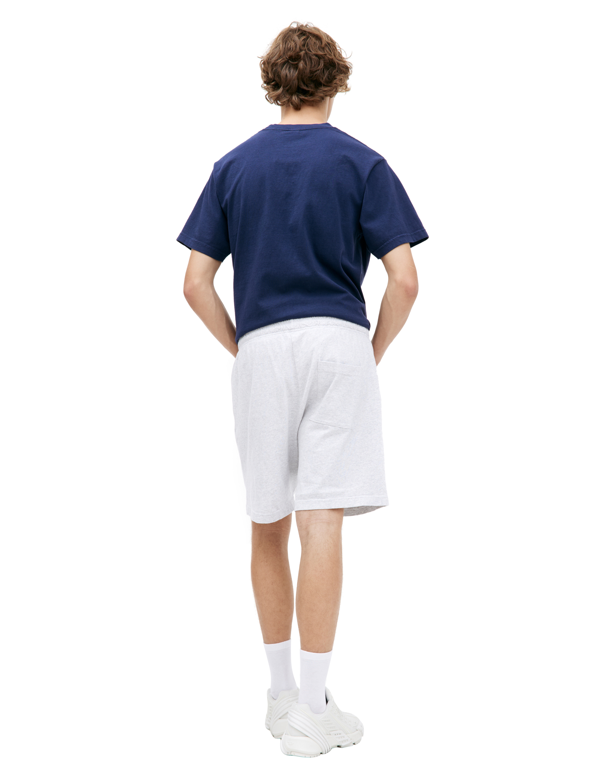 Shop Sporty And Rich Gray Logo Shorts In Grey