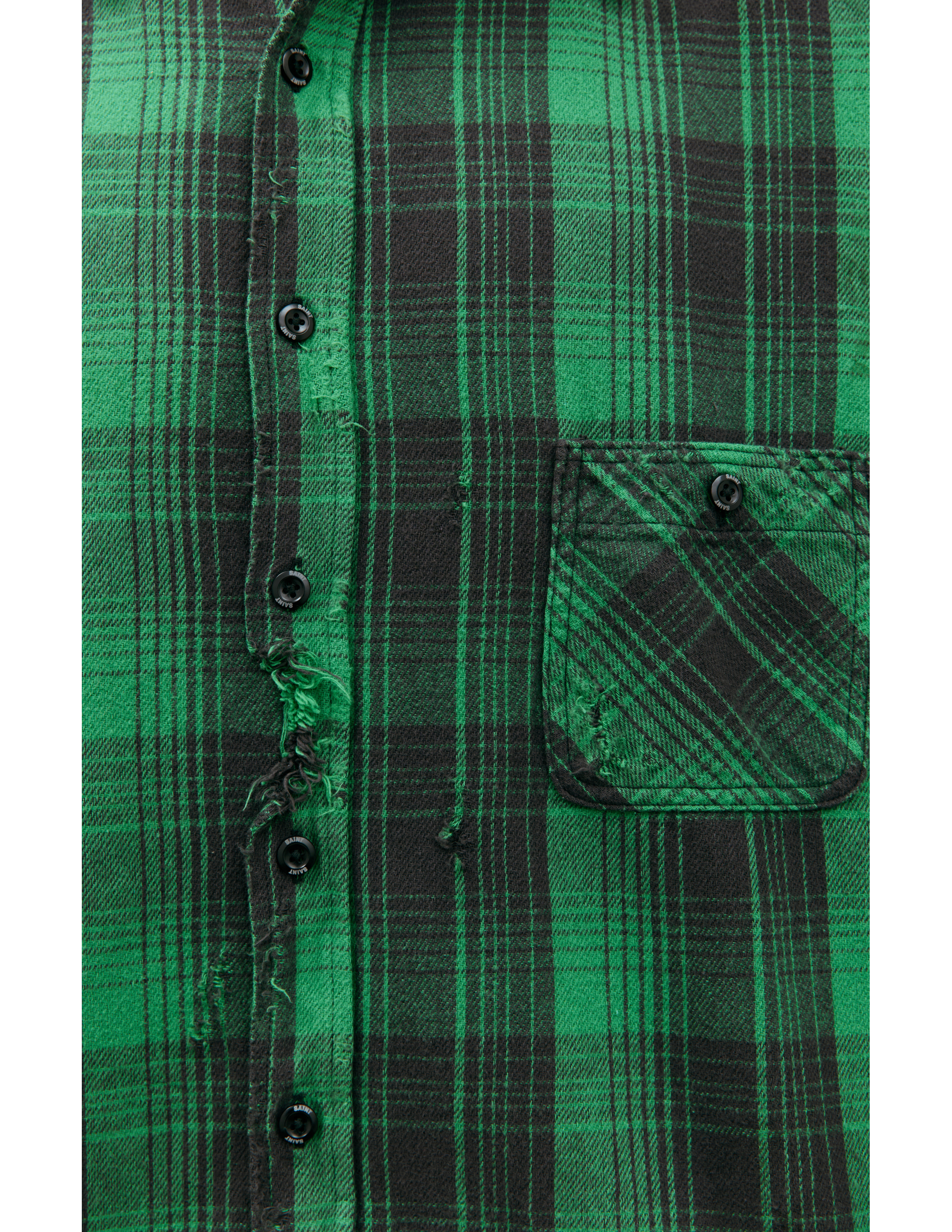 Shop Saint Mxxxxxx Ripped Plaid Shirt In Green