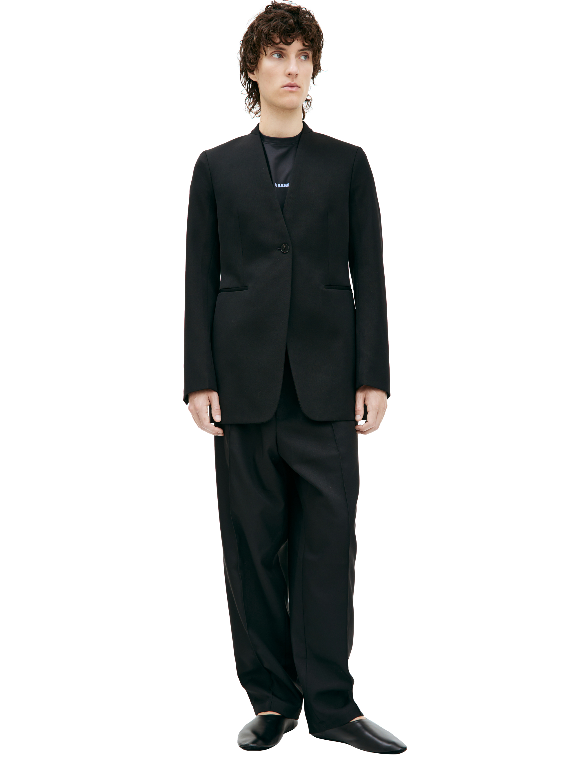 Jil Sander Wool Blazer With One Button In Black