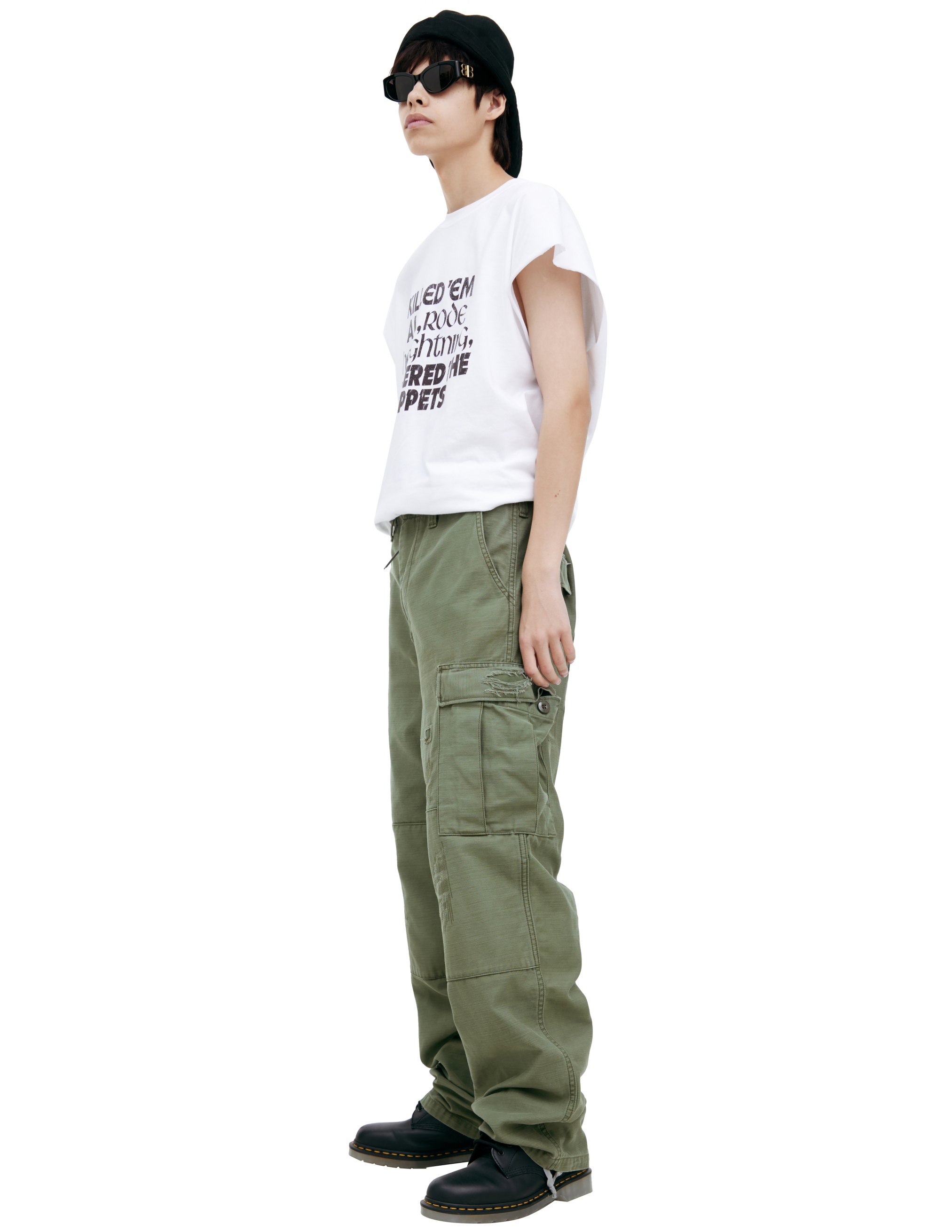 Mastercraft Union Cargo Trousers With Stitching In Green