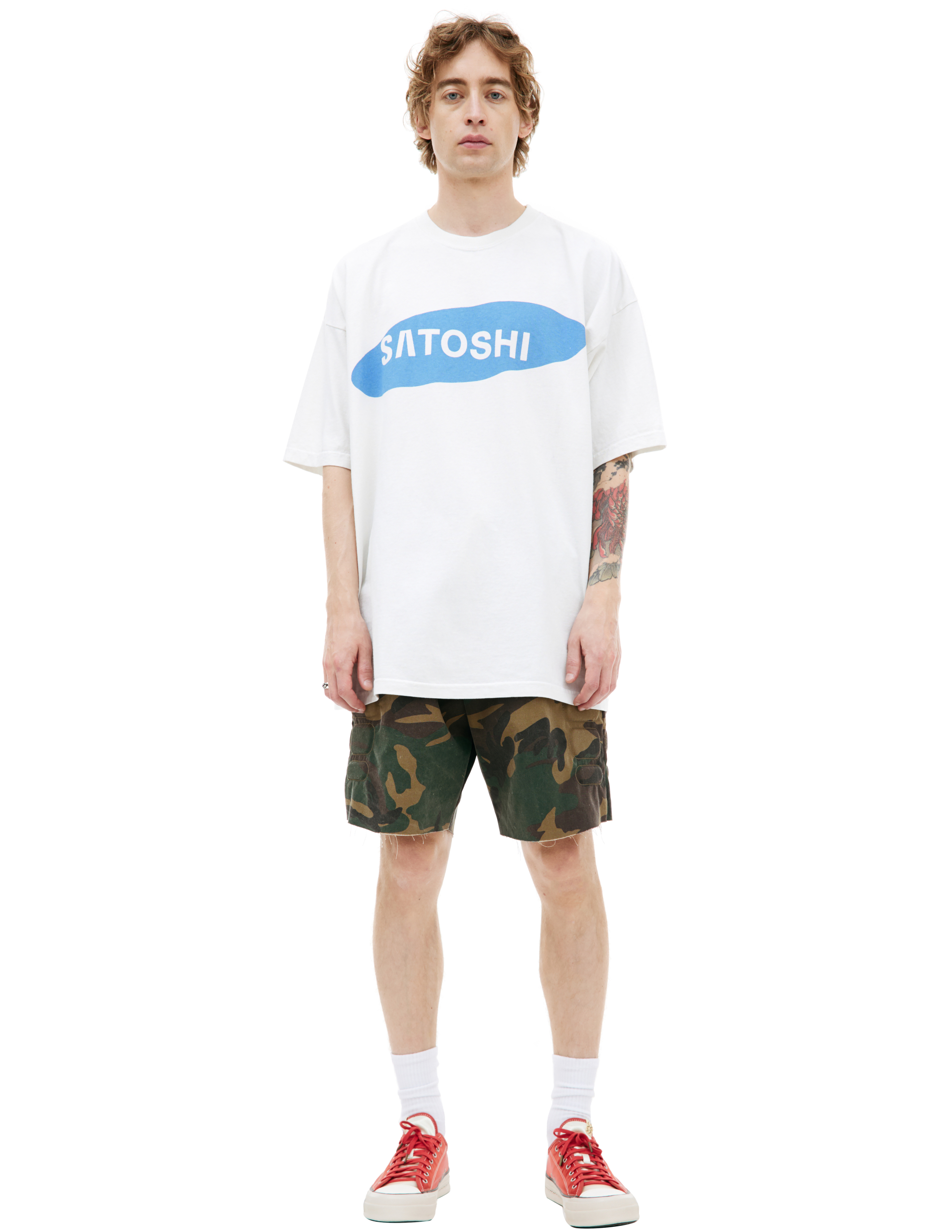 Shop Satoshi Nakamoto Logo Printed T-shirt In White