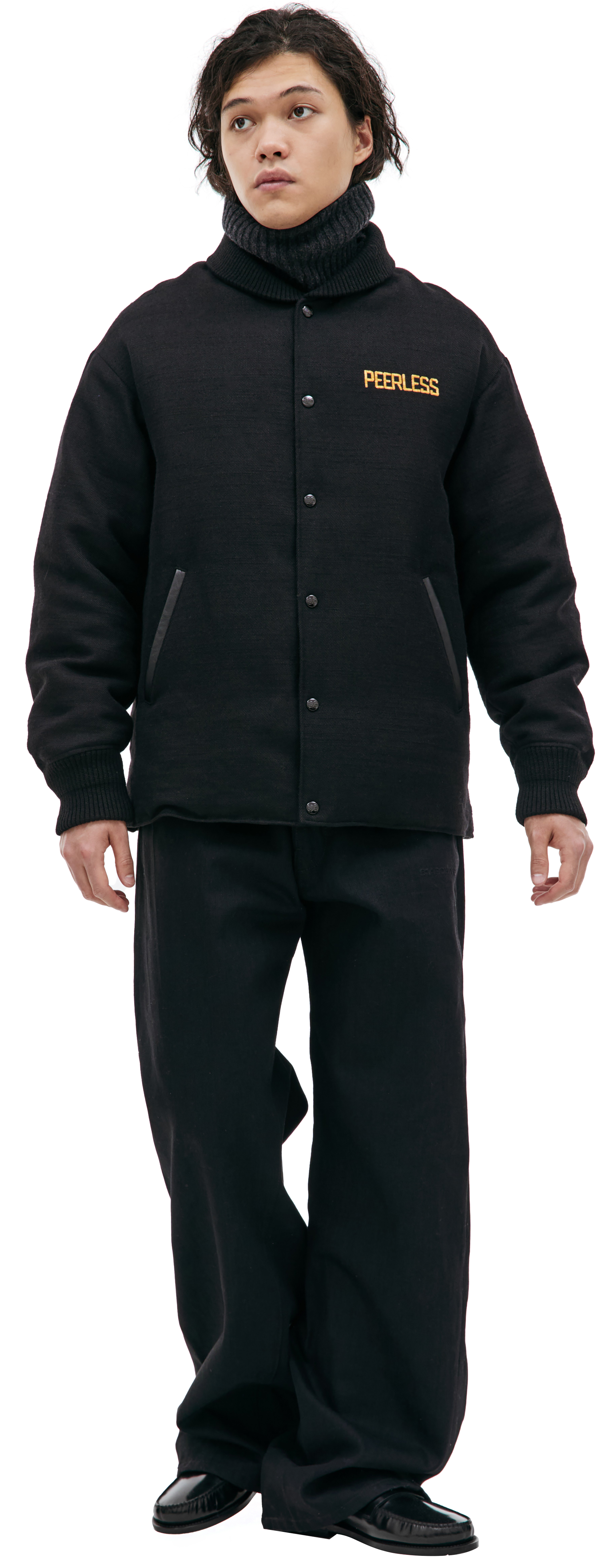 Buy visvim men black ferrand wool bomber jacket for $2,830 online