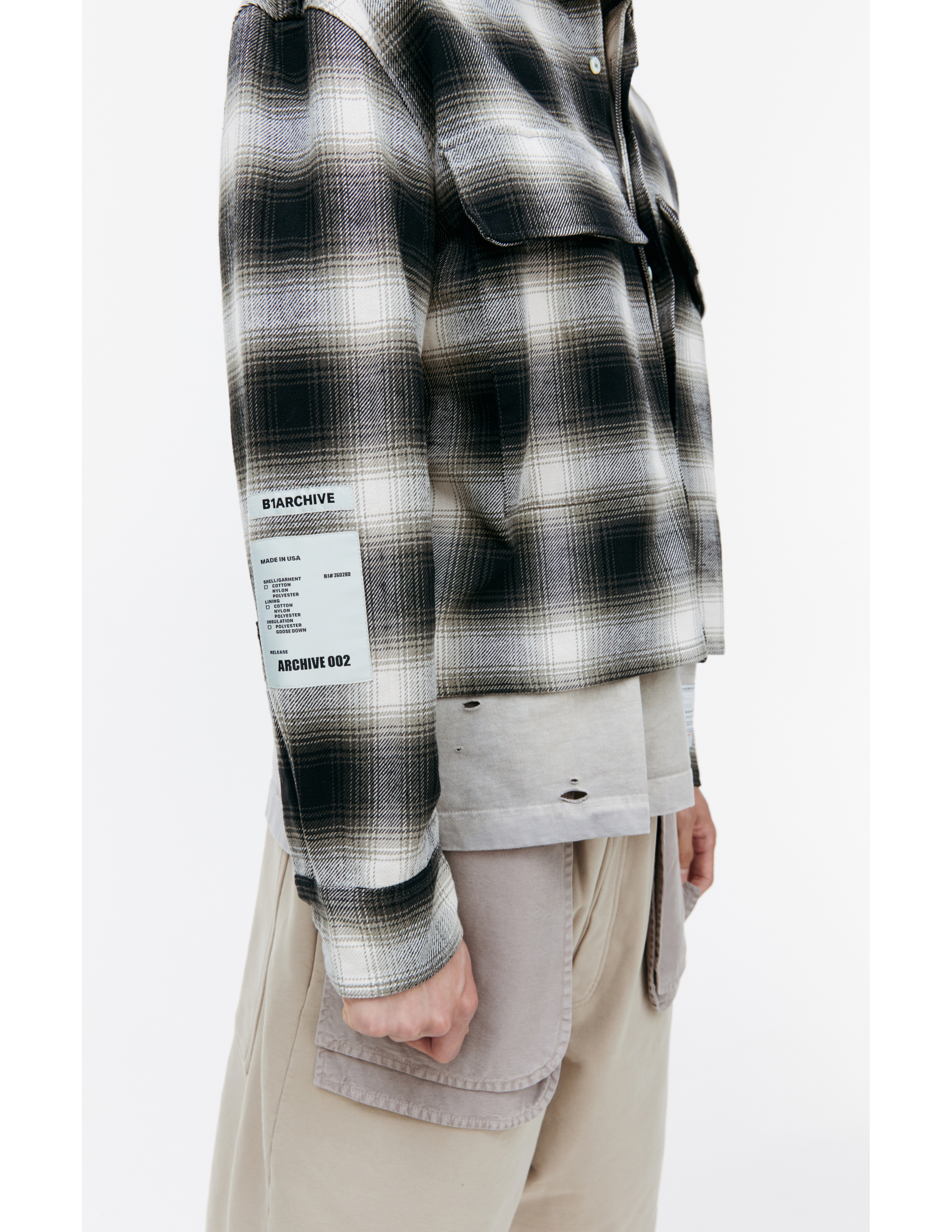 Shop B1archive Checkered Logo Shirt In Grey