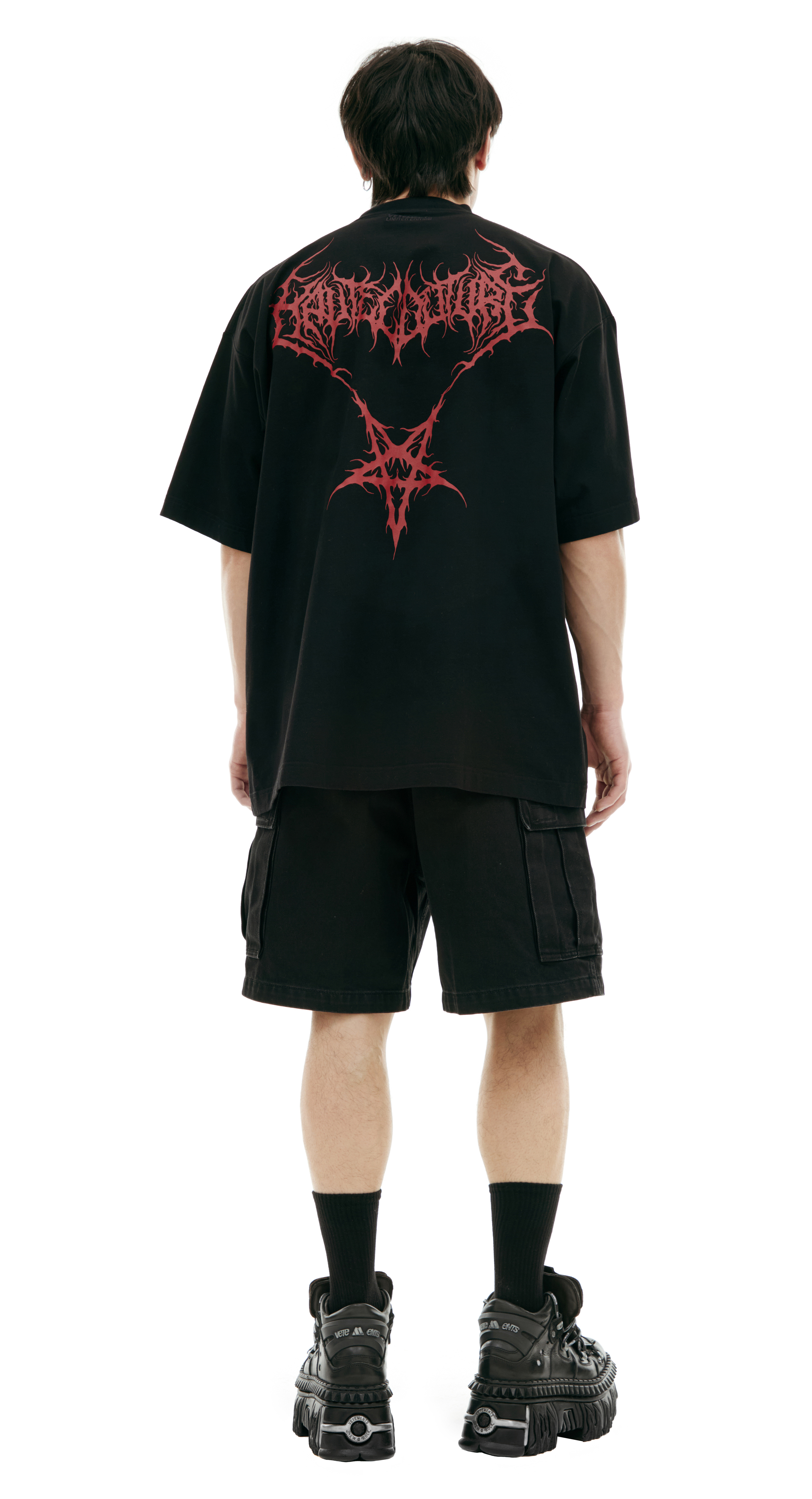 Buy VETEMENTS men black print t-shirt for $410 online on