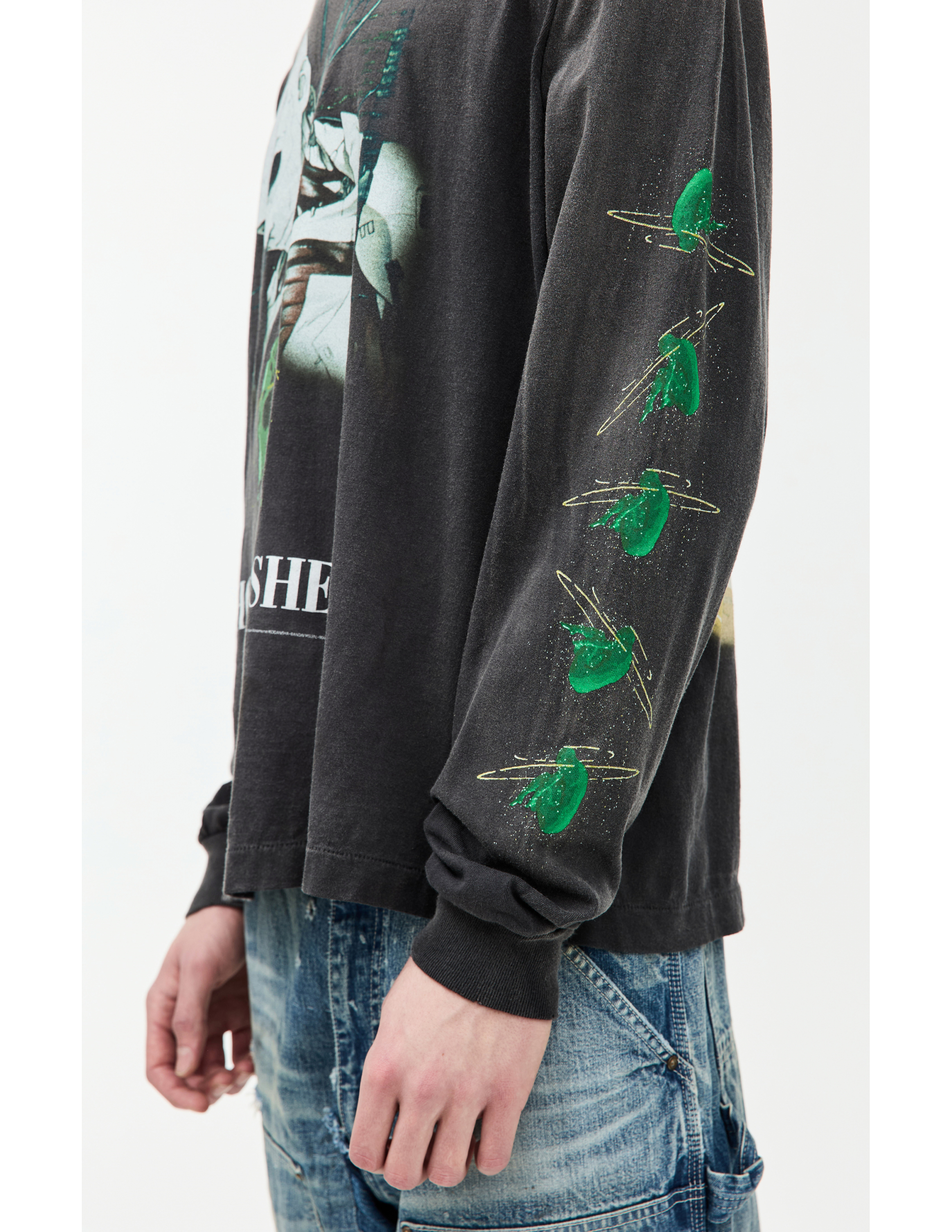 Saint Mxxxxxx X Ghost In The Shell Printed Cotton Top In Grey