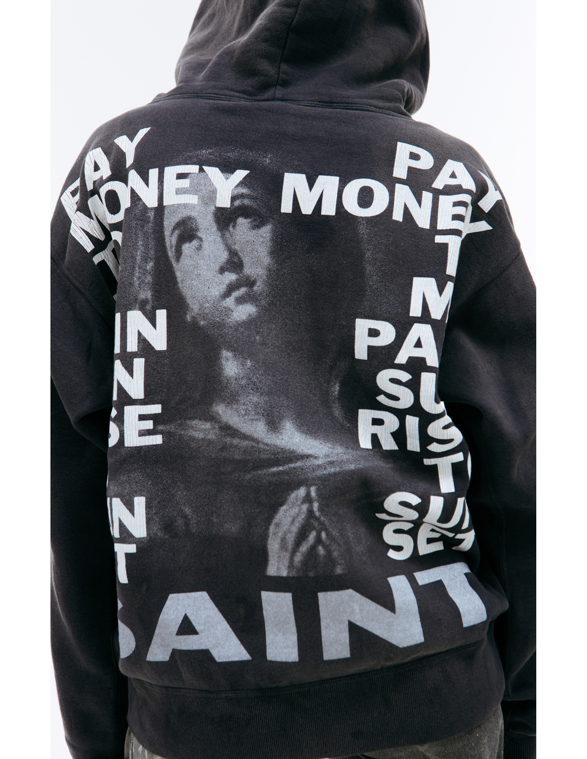 Shop Saint Michael 'money' Printed Hoodie In Black