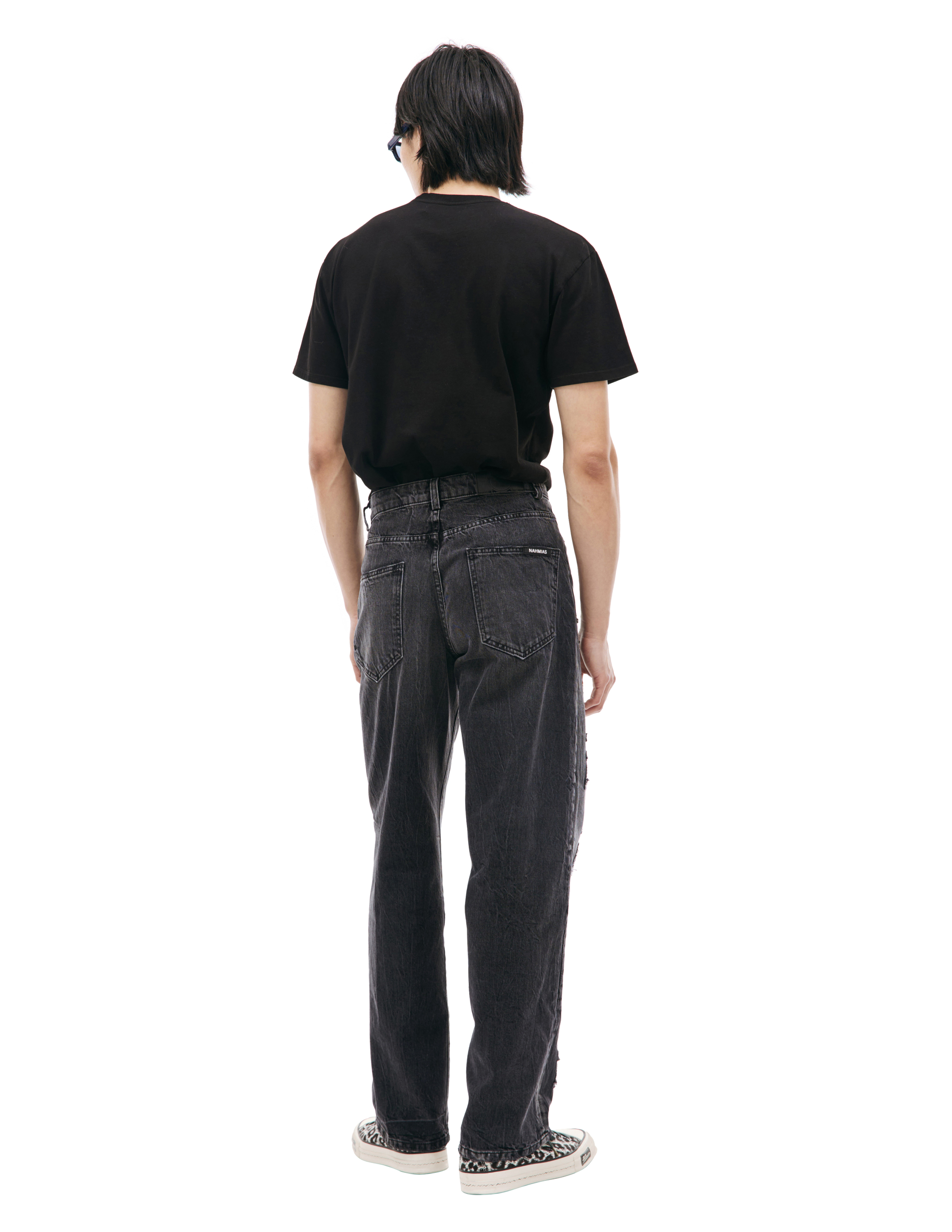 NAHMIAS NAHMIAS X KODAK BLACK LOGO-PATCH WIDE LEG JEANS 