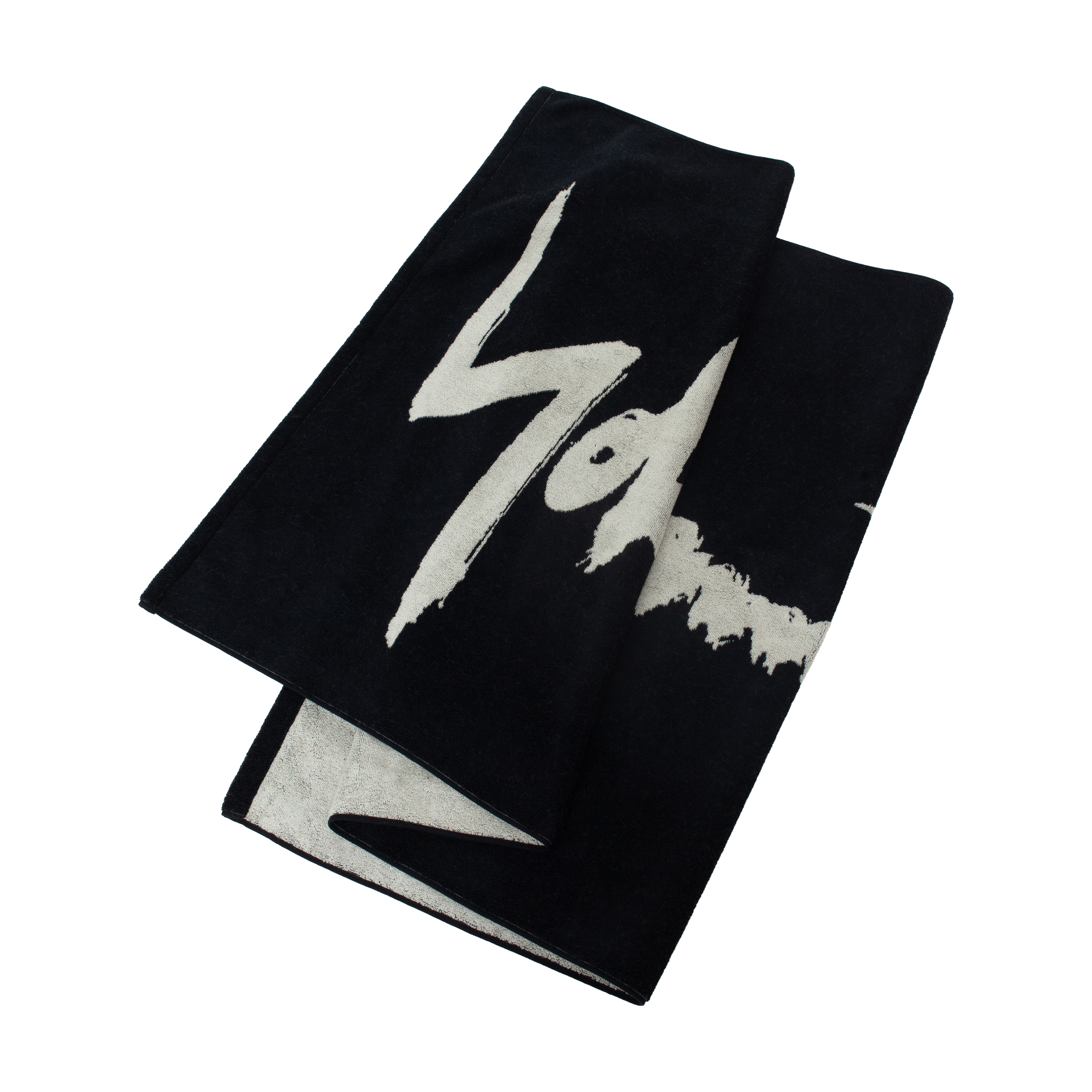 Yohji Yamamoto Double-sided Logo Towel In Black