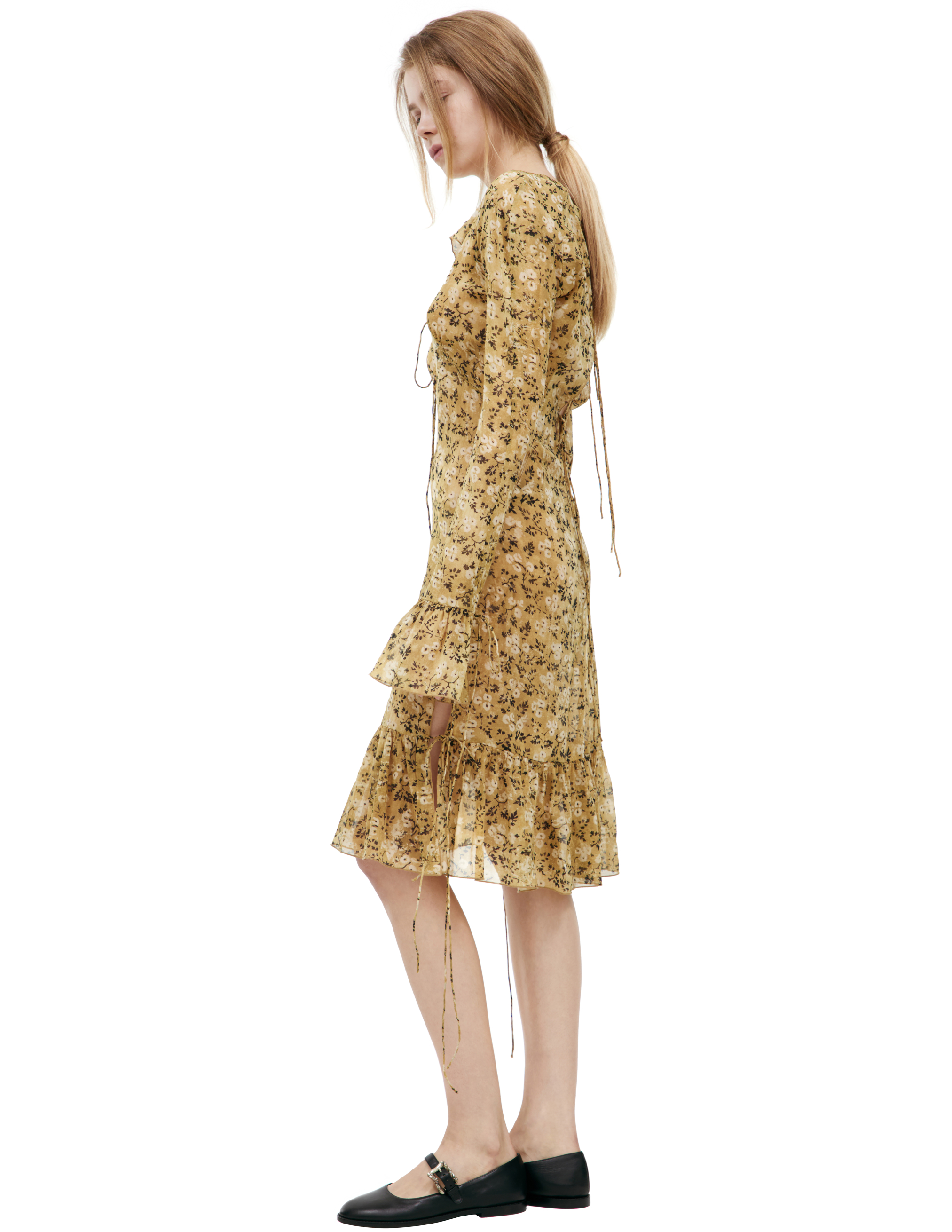 Knwls Silk Monoprint Dress In Brown