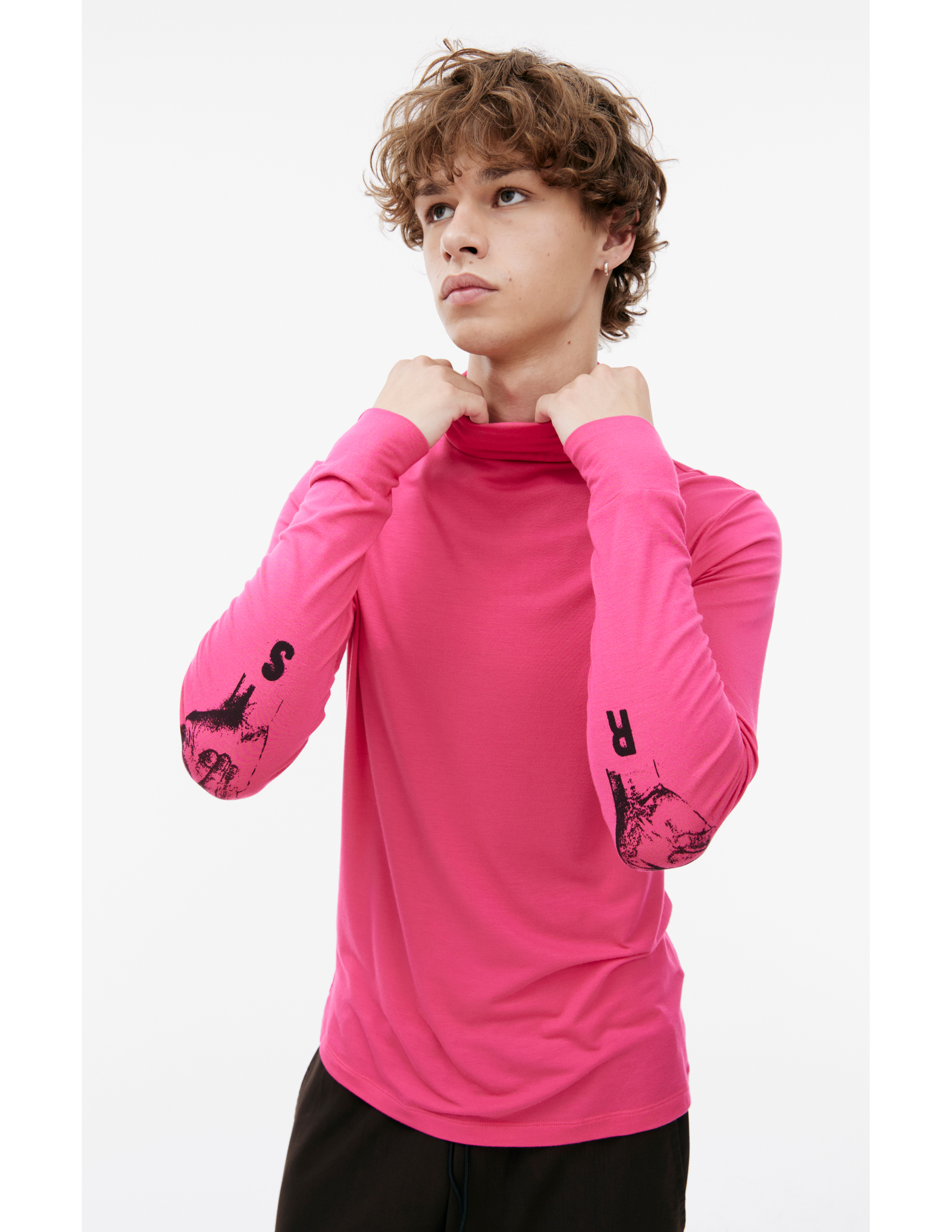 Raf Simons Pink Turtleneck With Logo In Pink