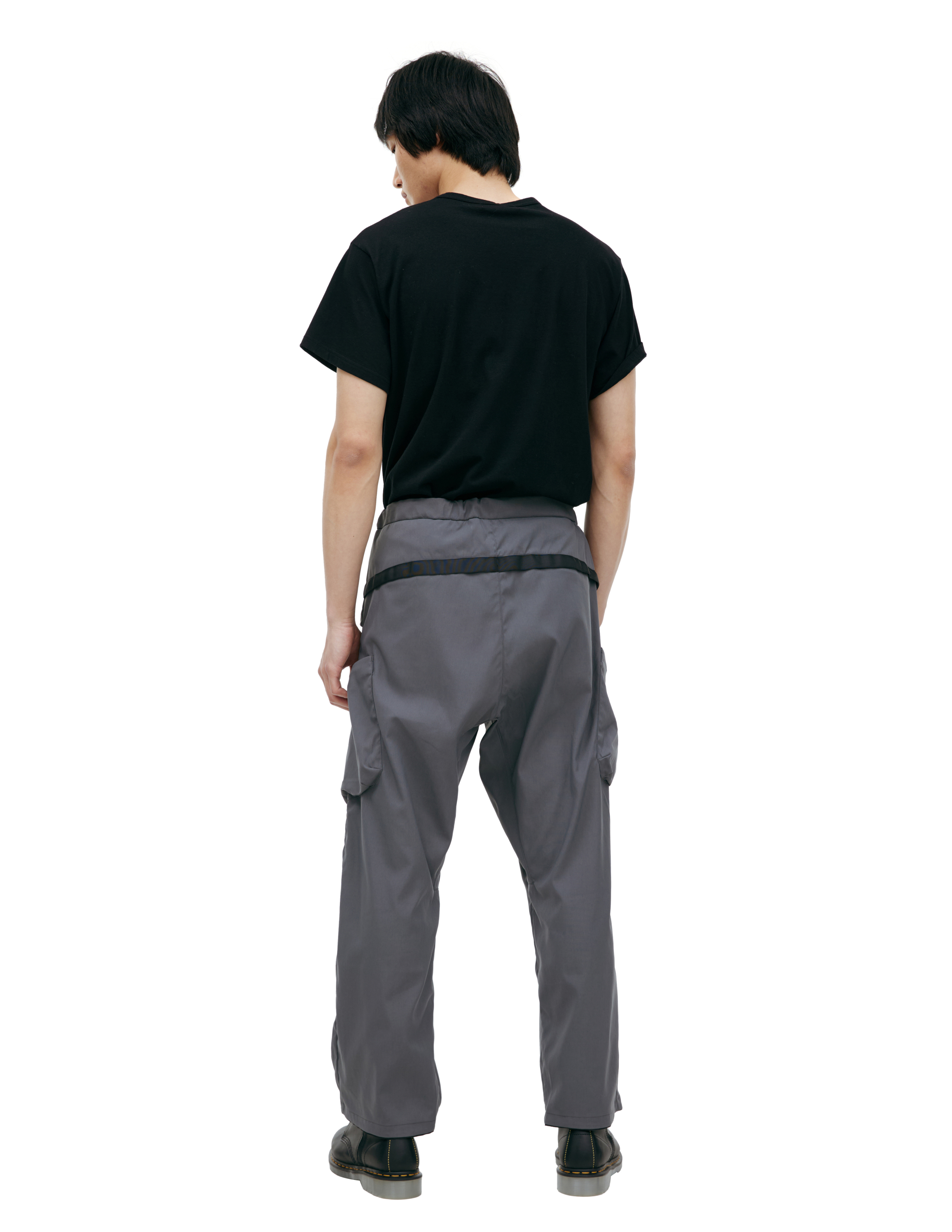 Acronym P30al-e Wide-leg Belted Layered Encapsulated Nylon Cargo Trousers In Grey