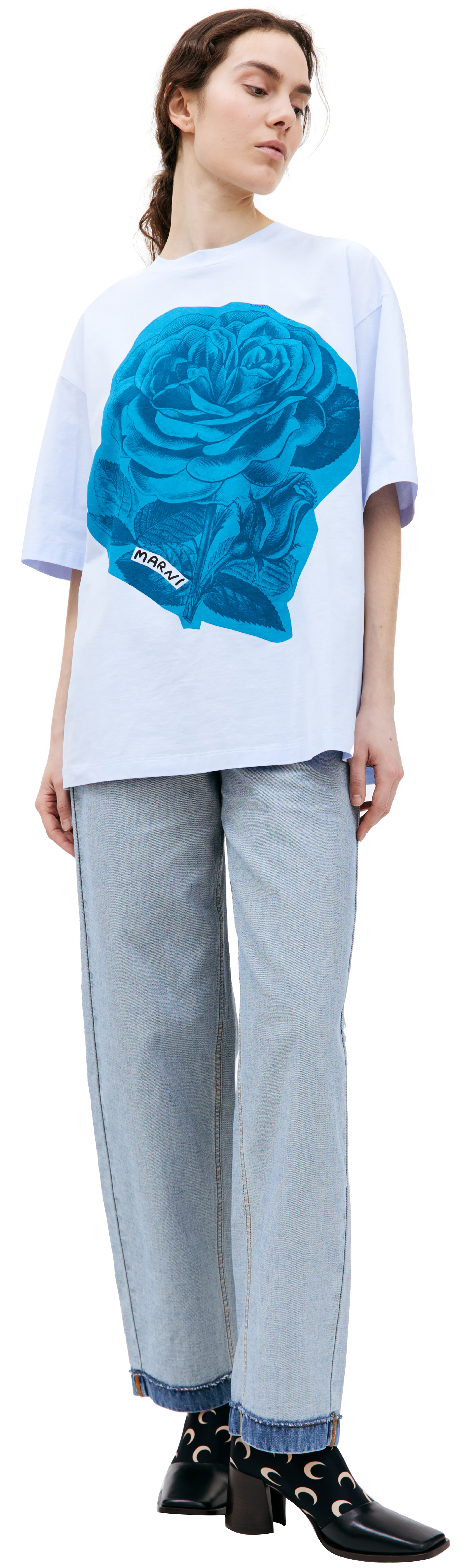 Tシャツ・カットソー MARNI Woman T-Shirt Blue THJET49P13USCX42 SLB26 MARNI: T-shirt woman - Blue | Marni t-shirt THJET49P13USCX42