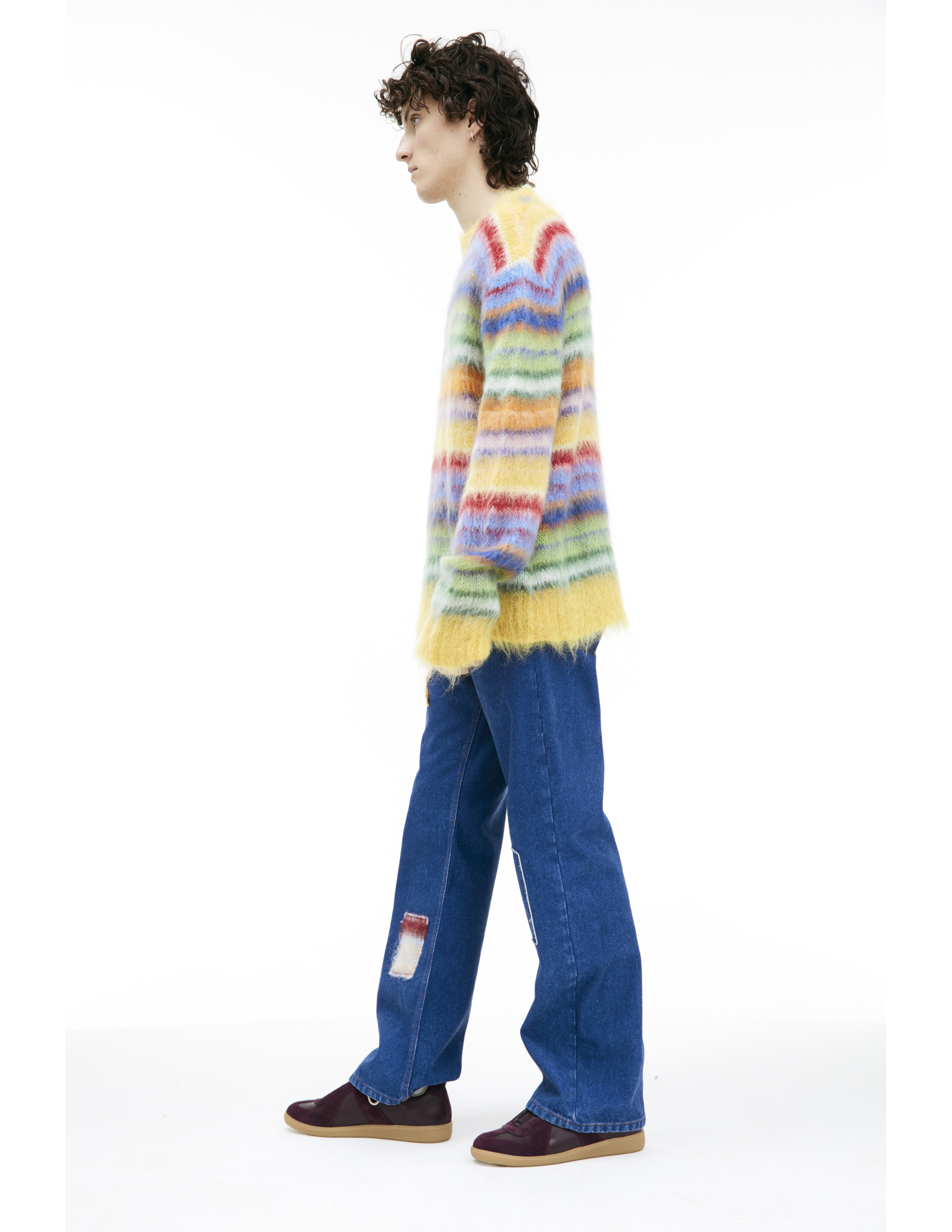 Shop Marni Striped Mohair Sweater In Multicolor