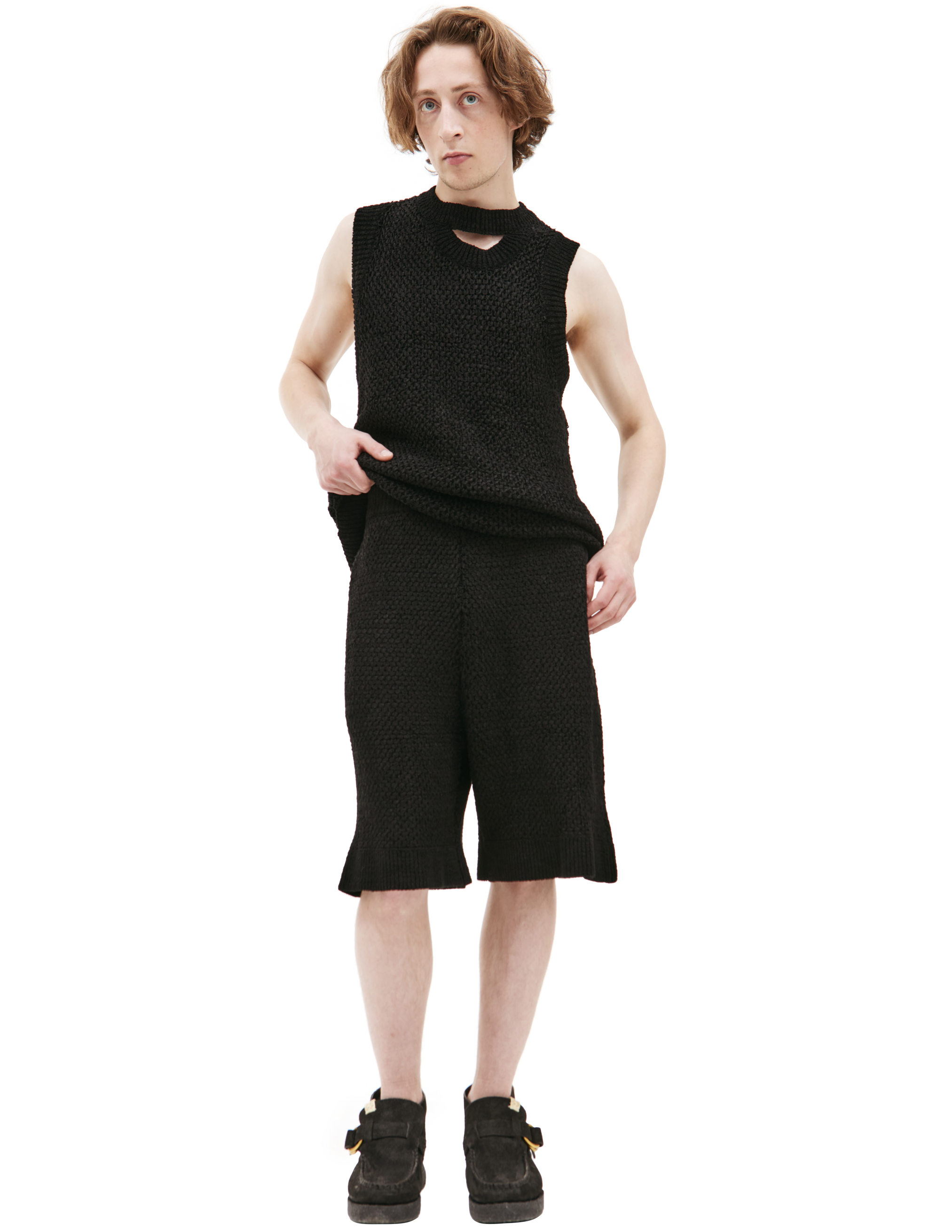 Shop Louis Gabriel Nouchi Black Knitted Shorts