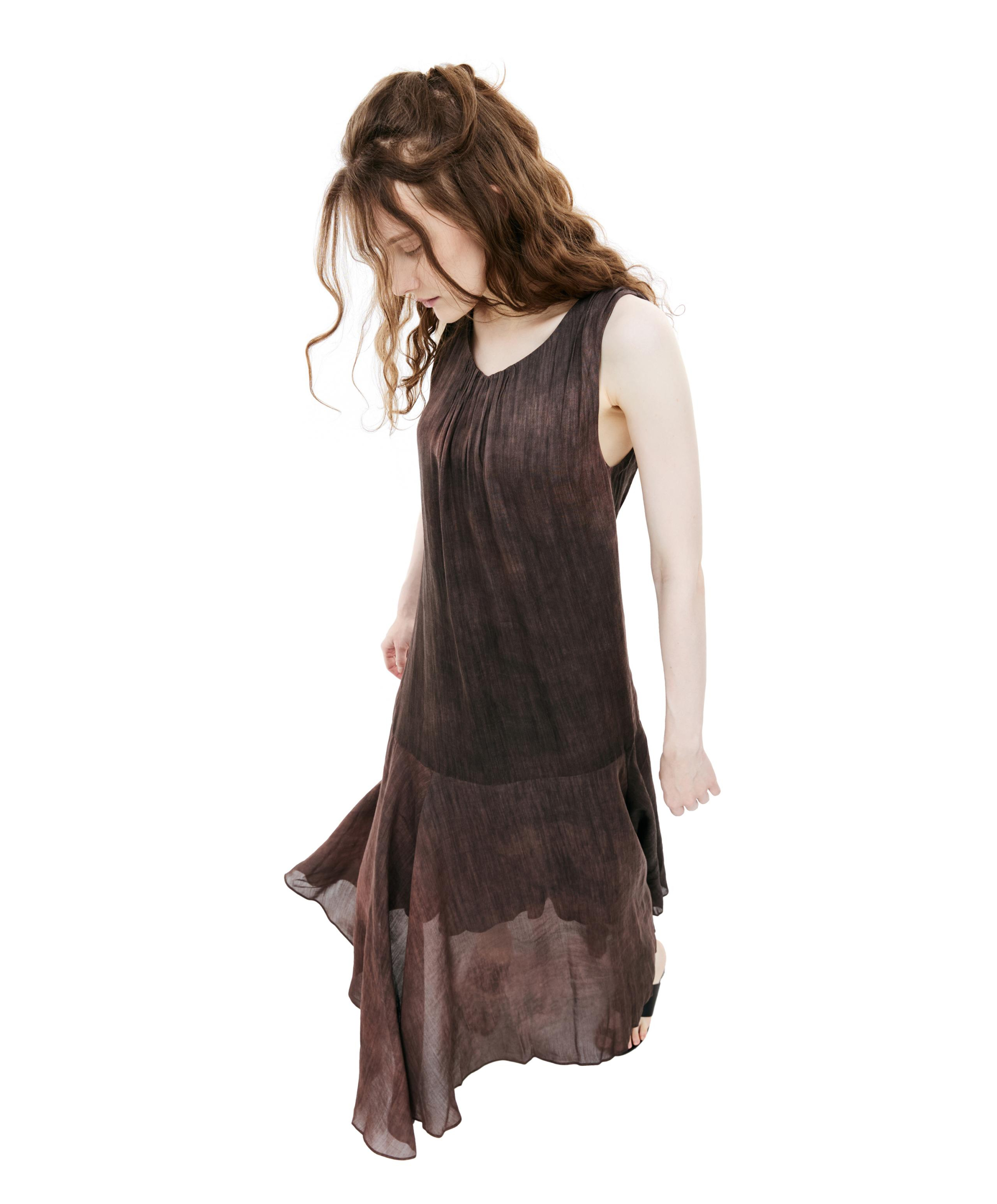 Shop Ziggy Chen Linen Maxi Dress In Brown