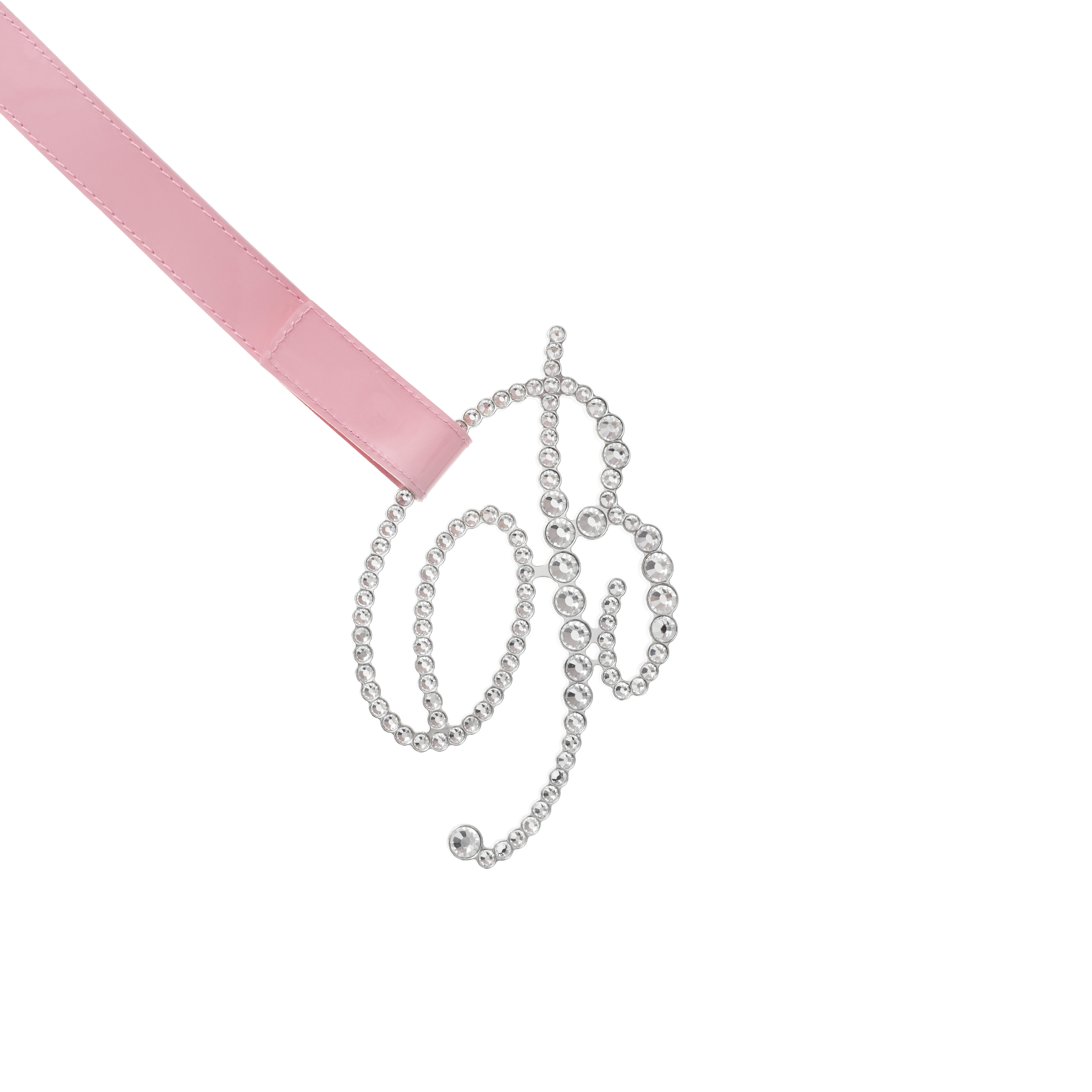 Buy Blumarine women pink belt with rhinestone logo for $225