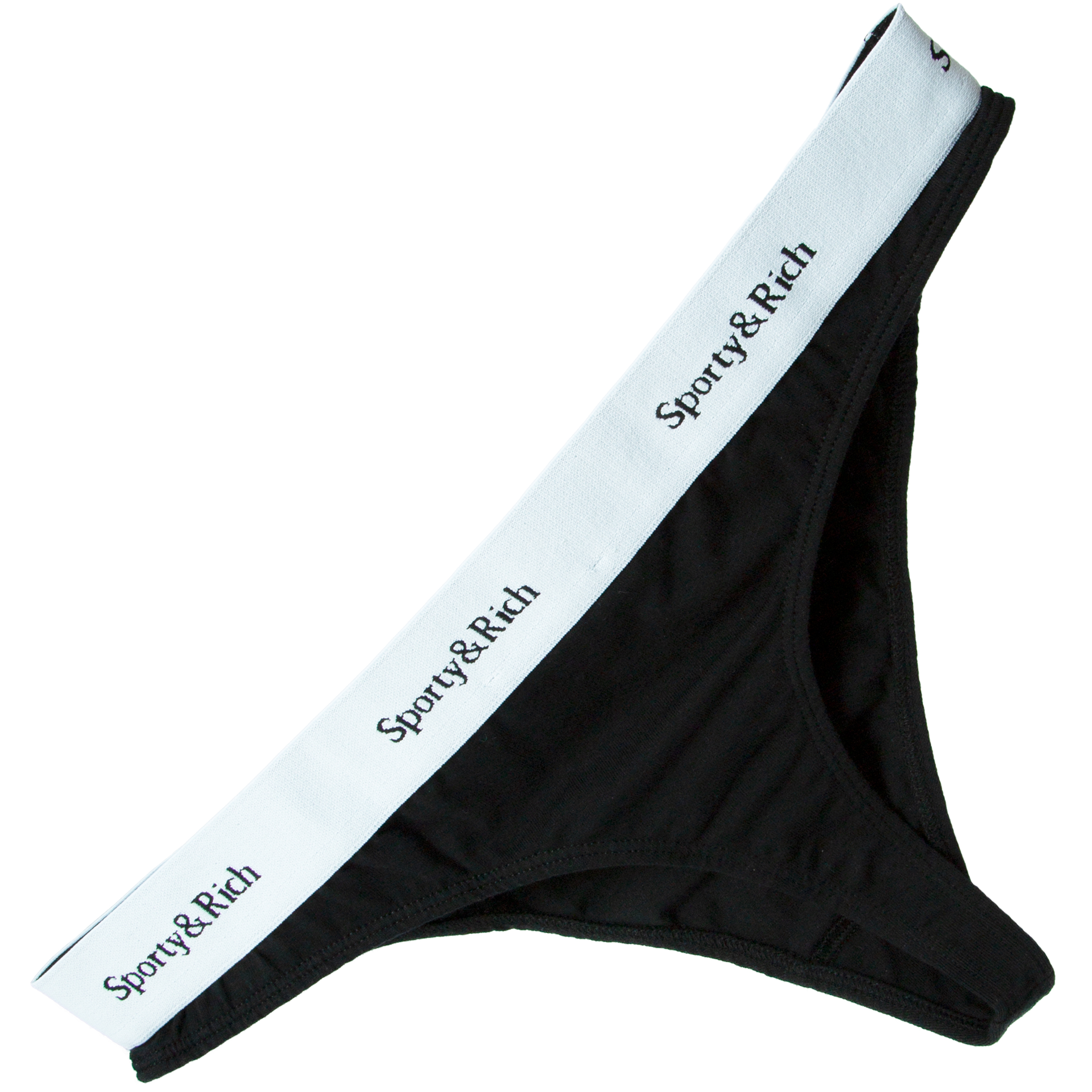 Sporty And Rich Serif Logo Thong In Black