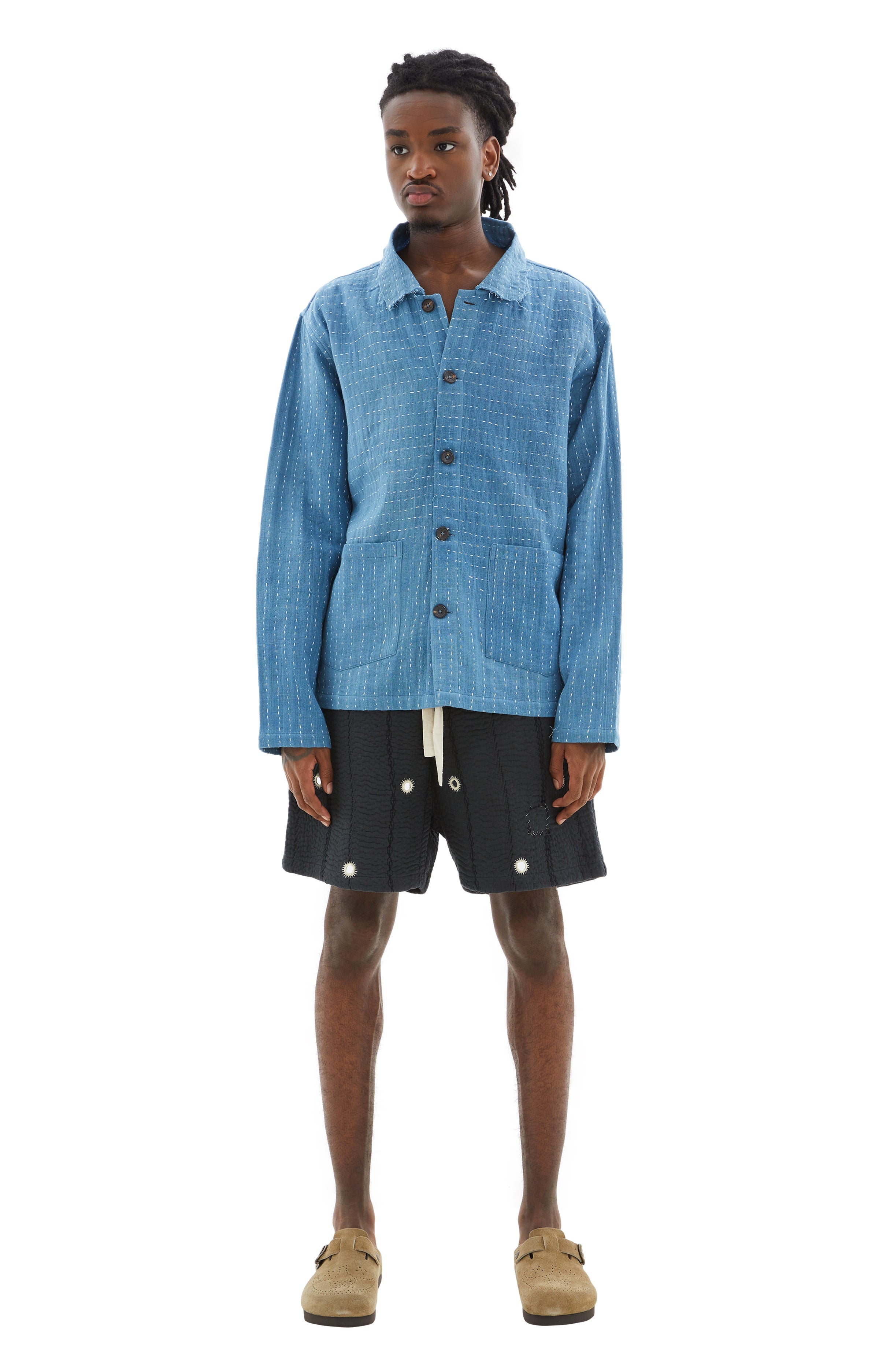 Buy KARTIK Research men kantha embroidery cropped jacket for