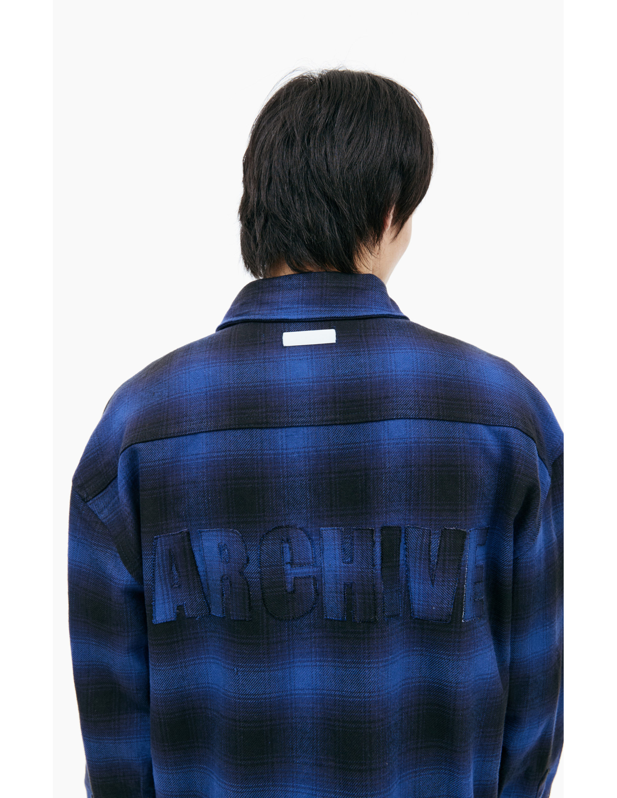 Shop B1archive Checkered Logo Shirt In Navy Blue