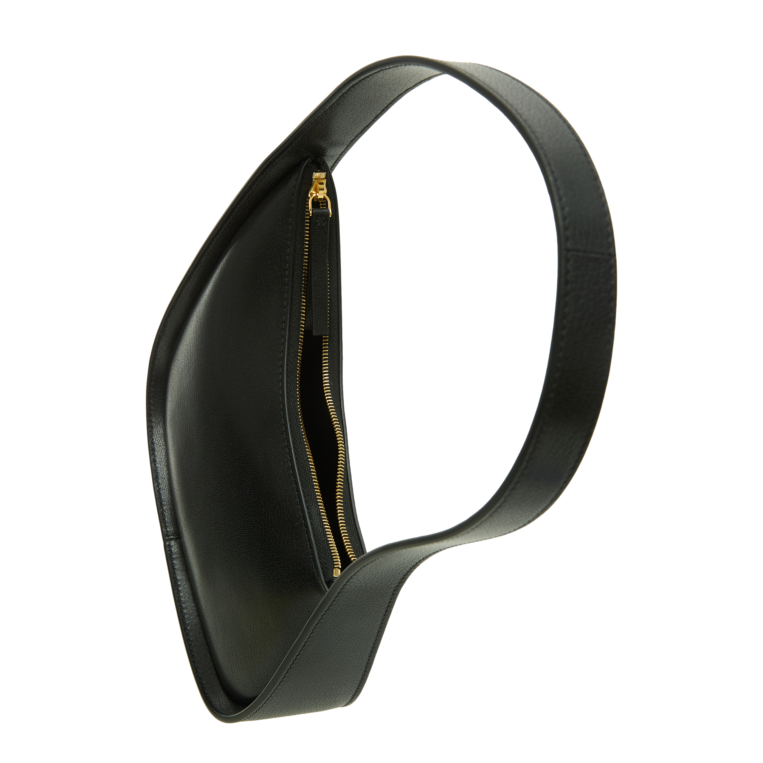 The Row Half Moon Leather Bag In Black