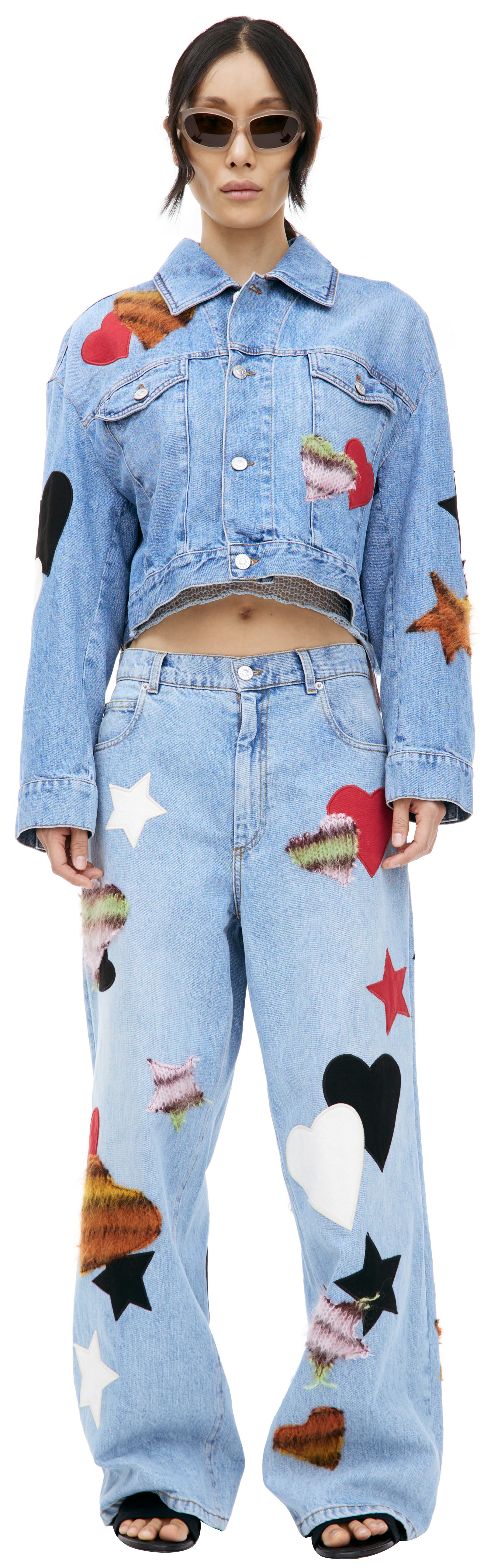 Buy Marni women blue denim jacket with patches for $848
