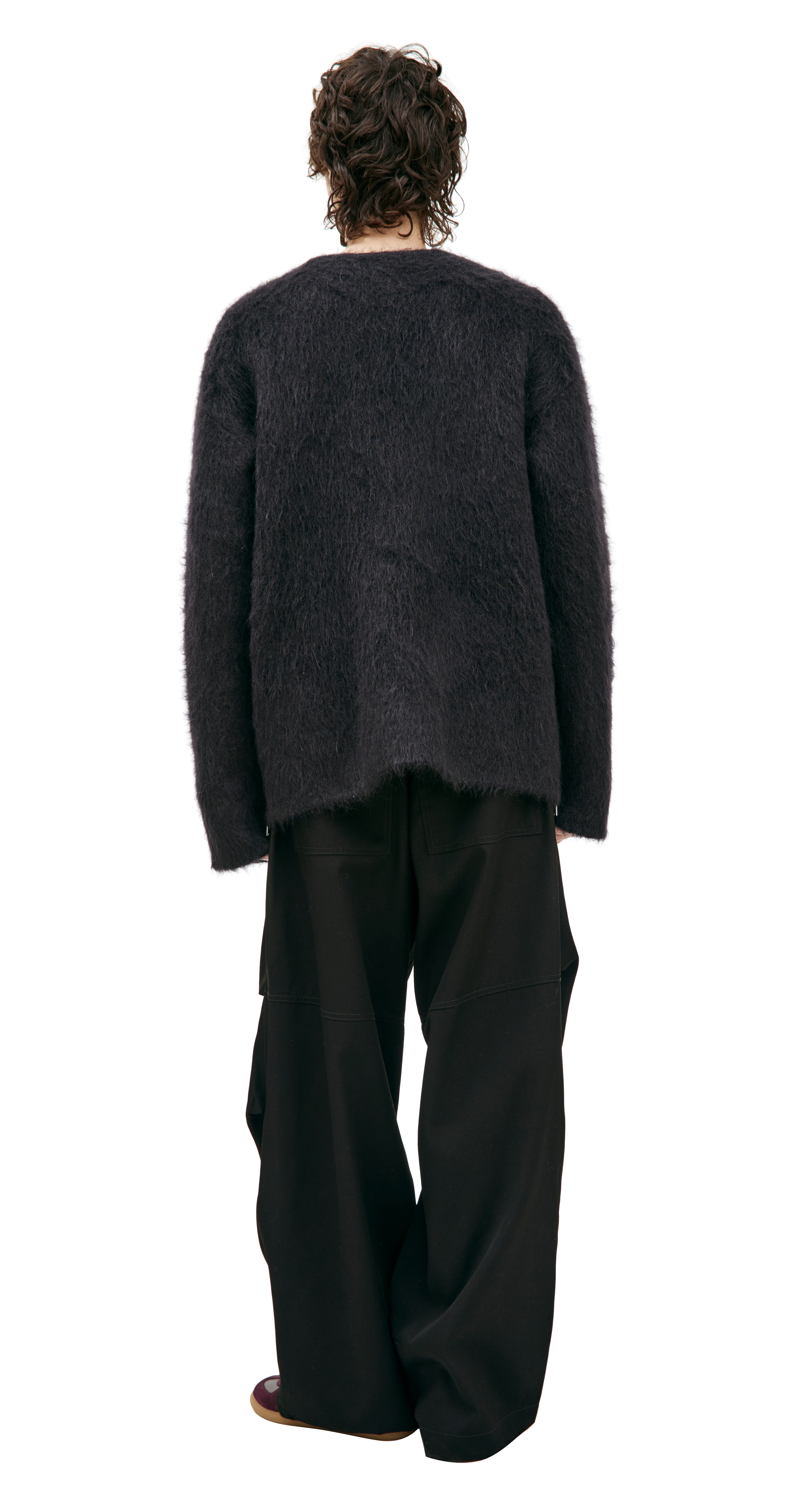 Buy Jil Sander men black oversize sweater with zipper for $585