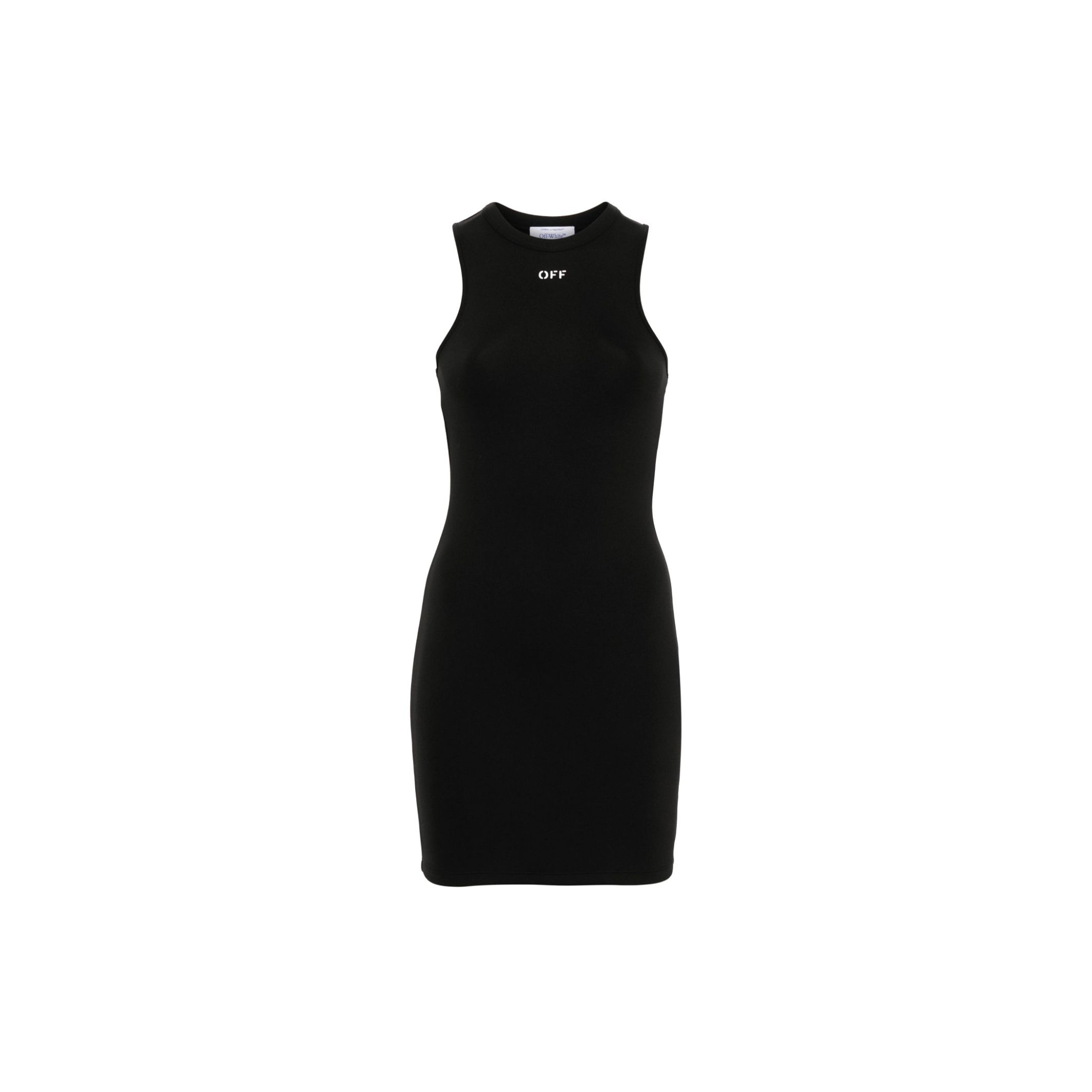 Off-white Sleek Rowing Logo-print Mini Dress In Black
