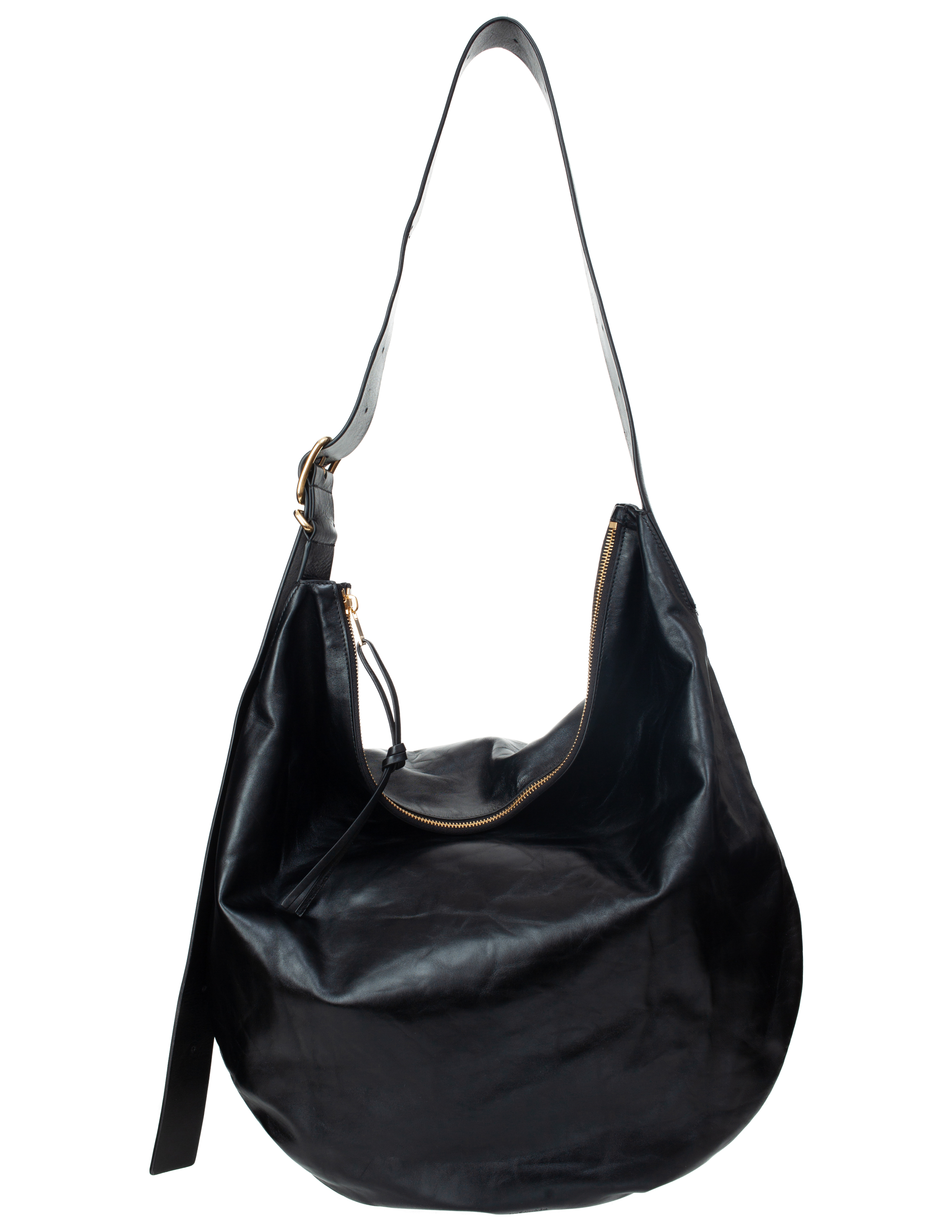 Shop Jil Sander Moon Large Leather Bag In Black