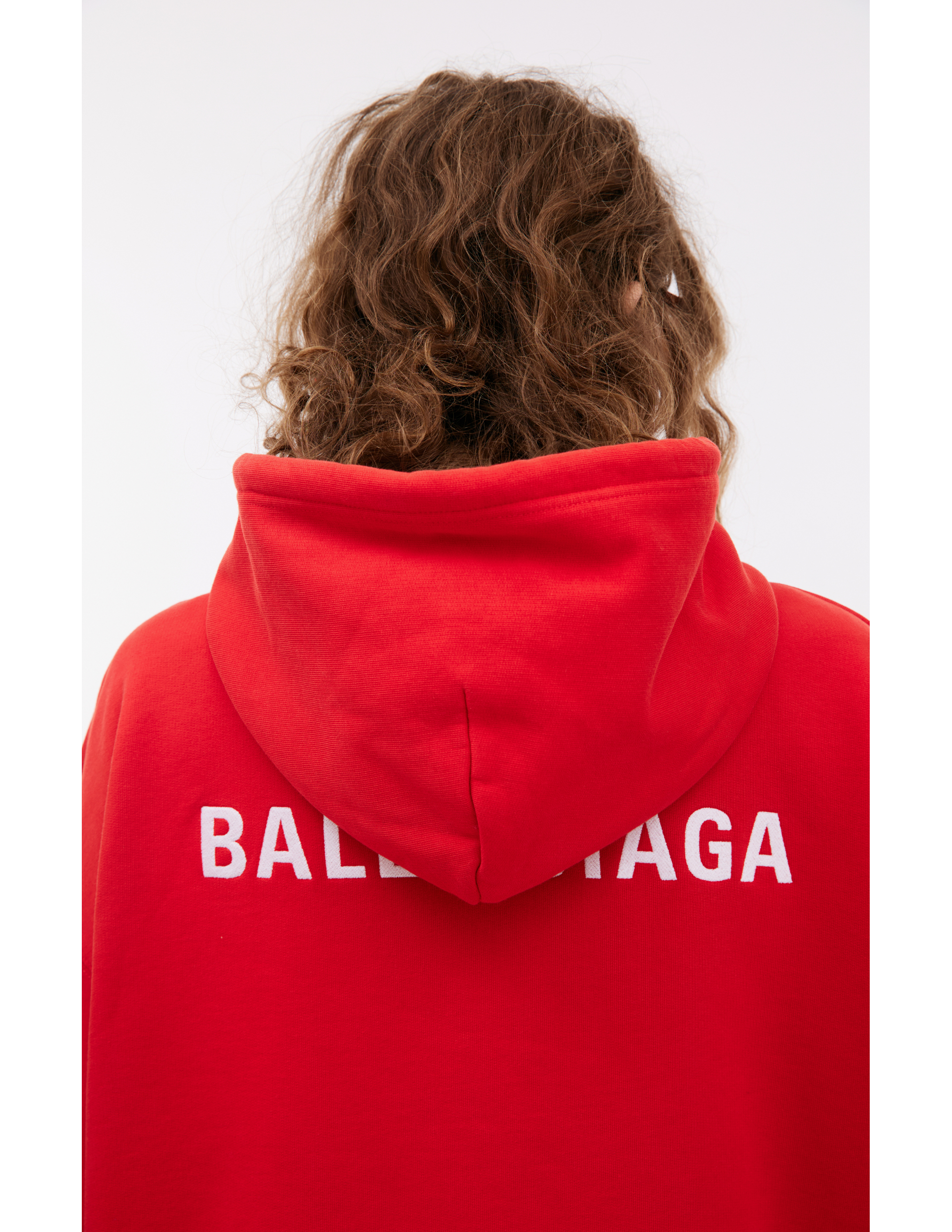 Shop Balenciaga Oversize Logo Hoodie In Red