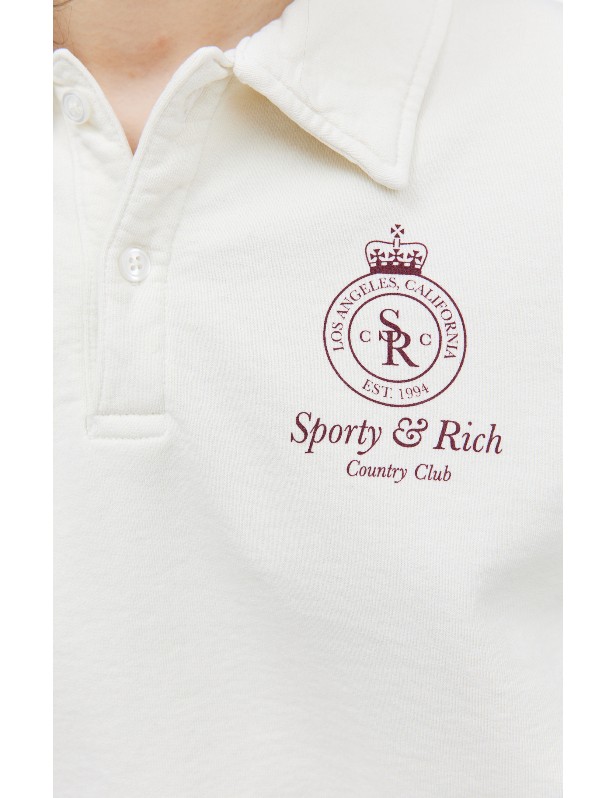 Shop Sporty And Rich Crown Sweatshirt Polo In Beige