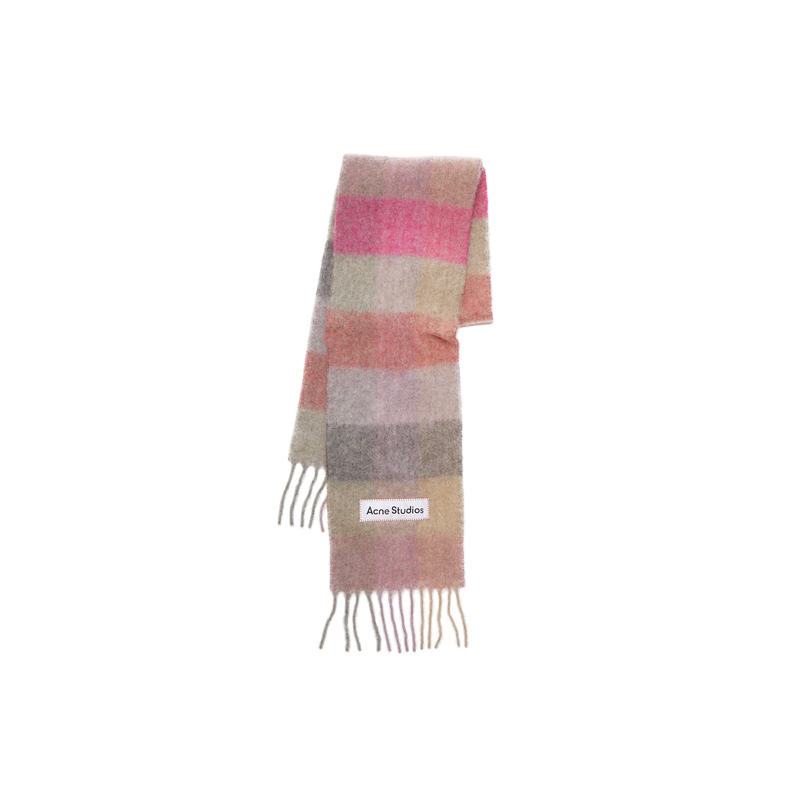 小物 Acne Studios MOHAIR CHECKED SCARF Acne Studios - Mohair checked scarf - Chestnut brown/yellow