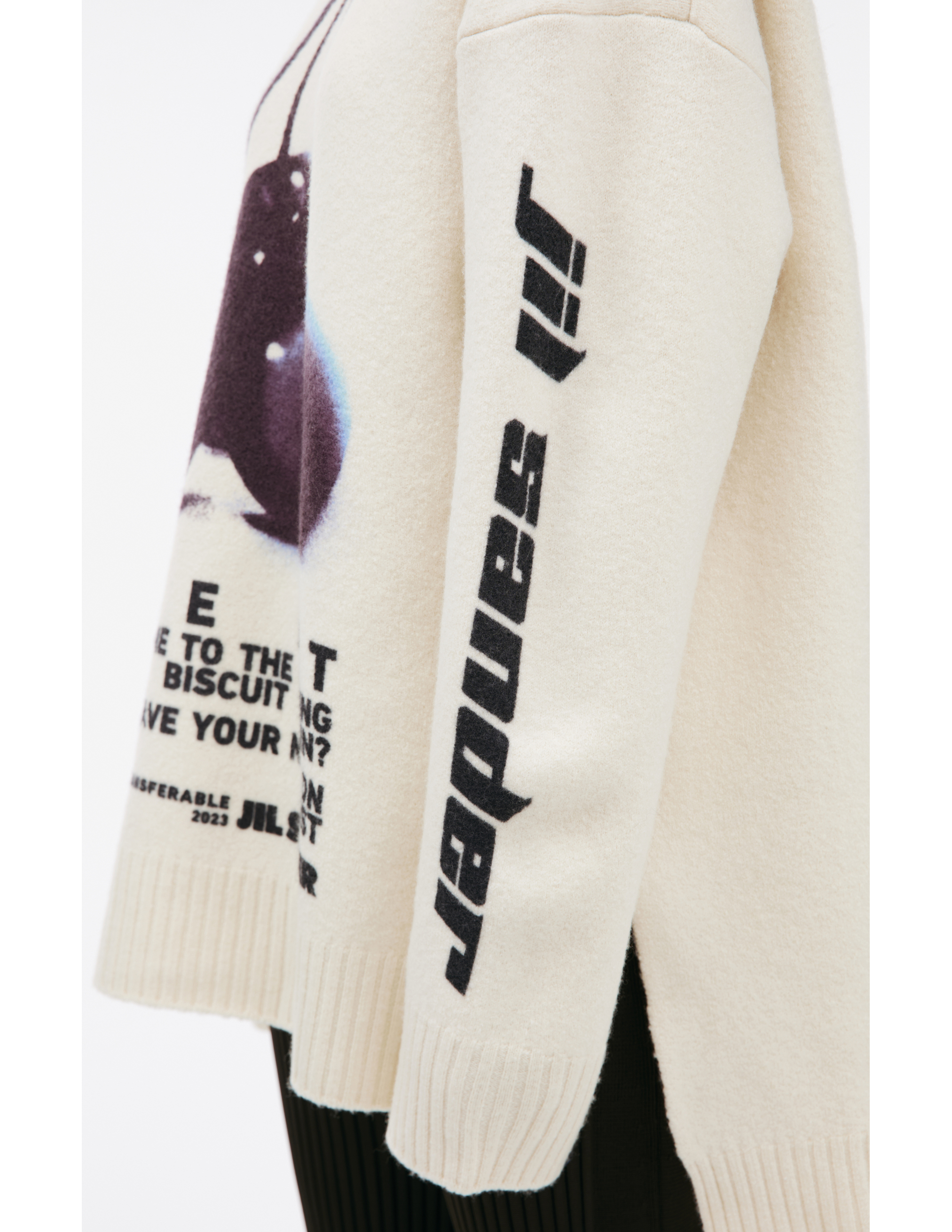 Jil Sander Printed Wool Sweater In Beige