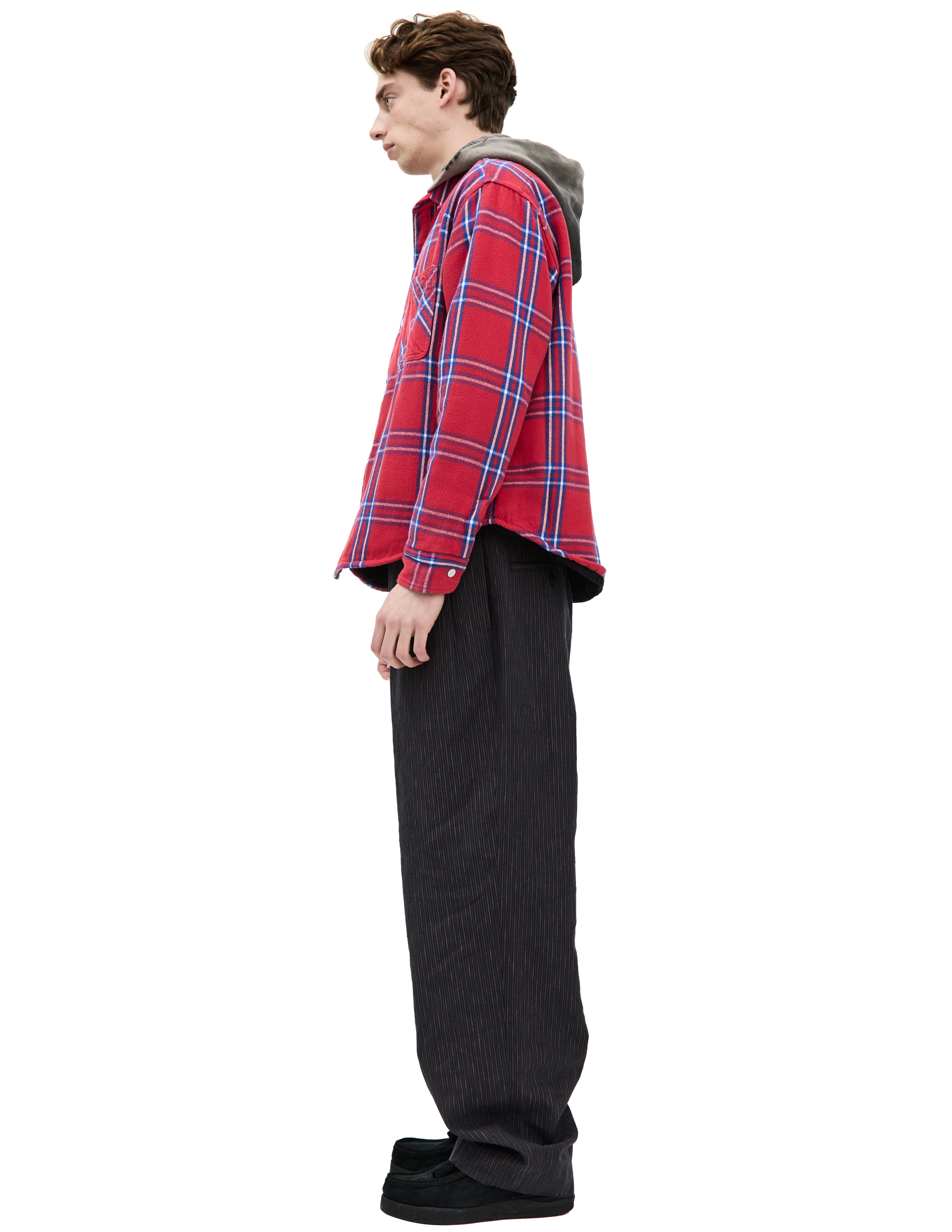Saint Mxxxxxx Hooded Plaid Shirt In Red