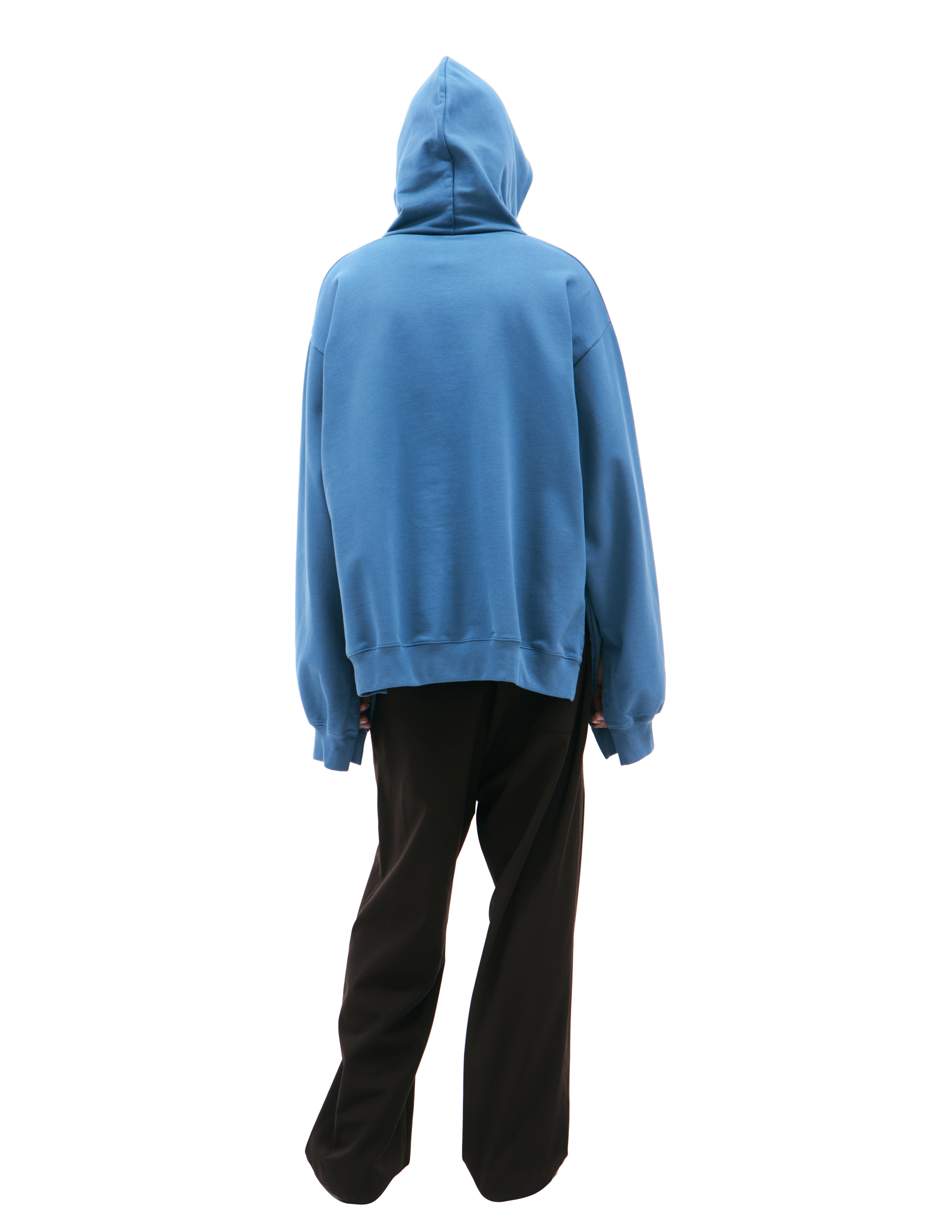 Marni Cotton Hoodie With Side Zips In Navy Blue