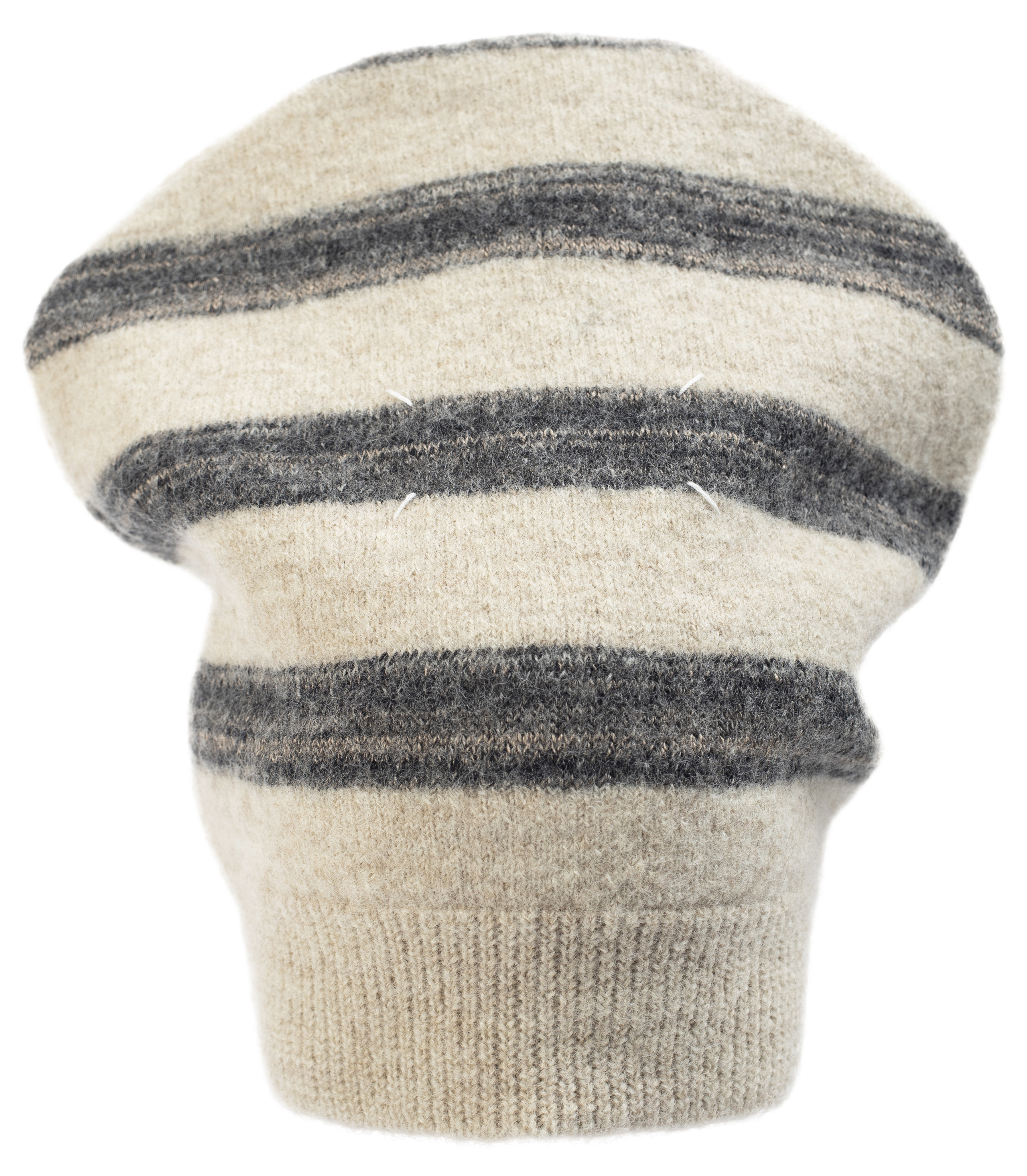 Buy Maison Margiela men beige striped wool beanie for $330 online 