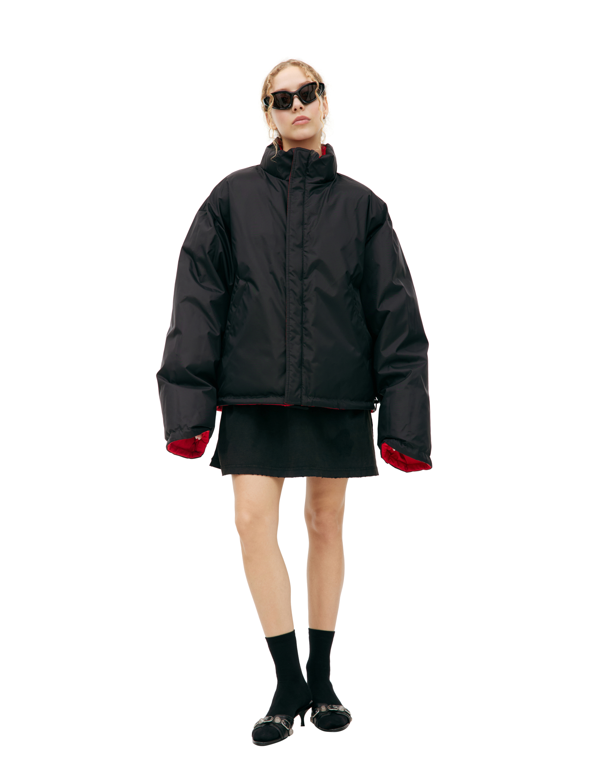 Balenciaga Two-way Down Jacket With Zipper In Black